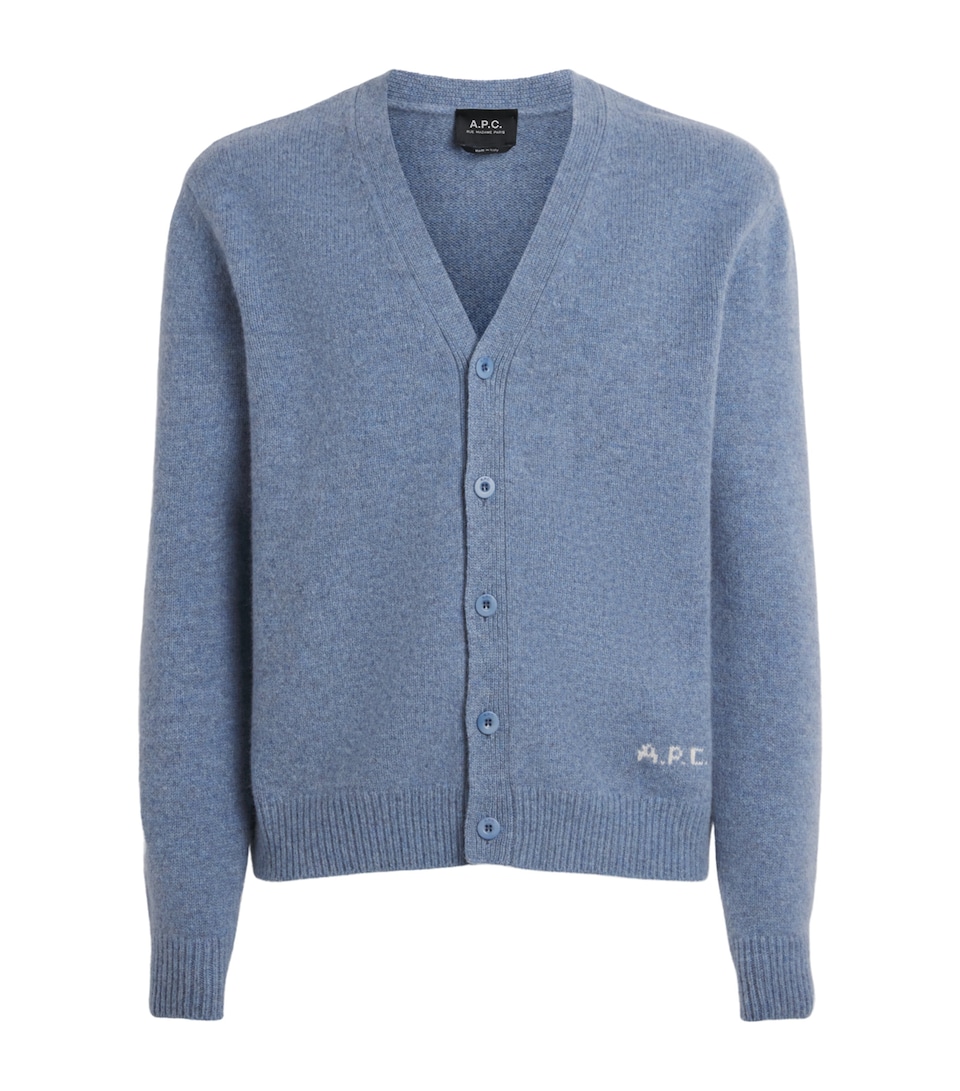 A.P.C. Mens Wool Kevin Cardigan Pie Bleu Gris Chine