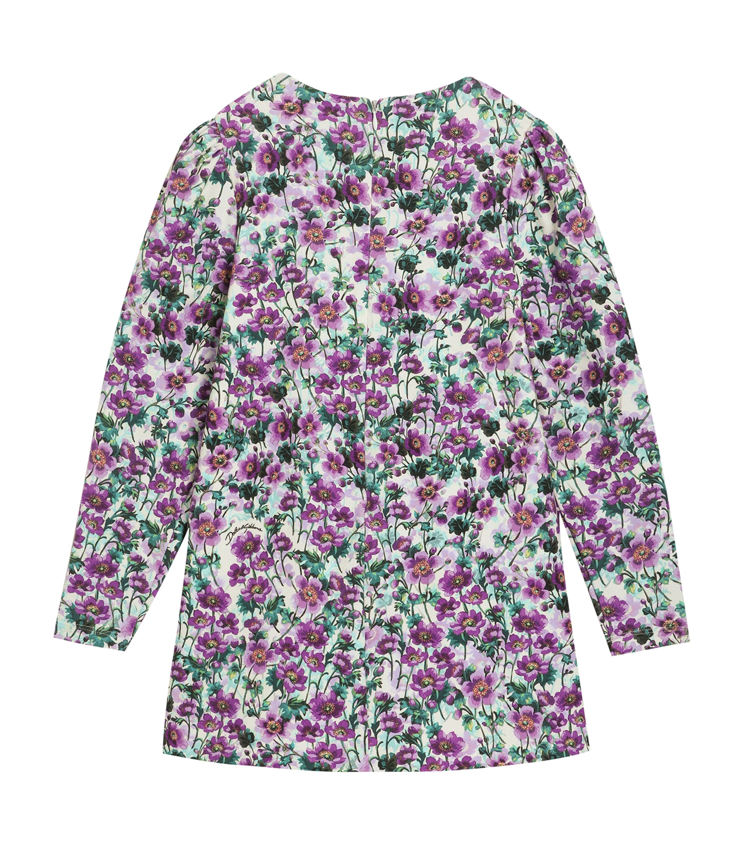 Stretch-Cotton Violet Print Dress (8-12 Years)