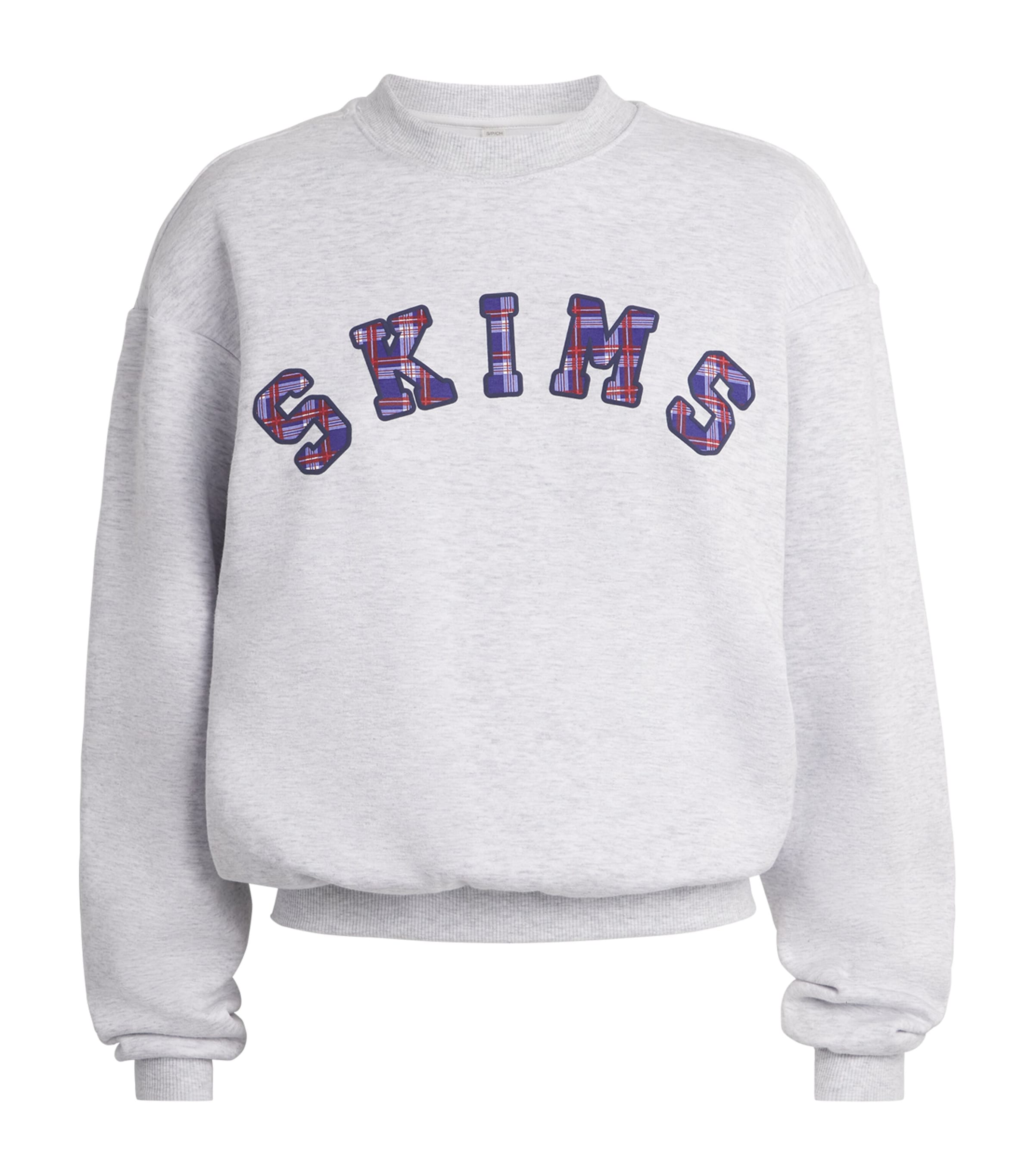 Skims Womens Cotton-Blend Logo Sweatshirt Lhg Archd Skms Plaid