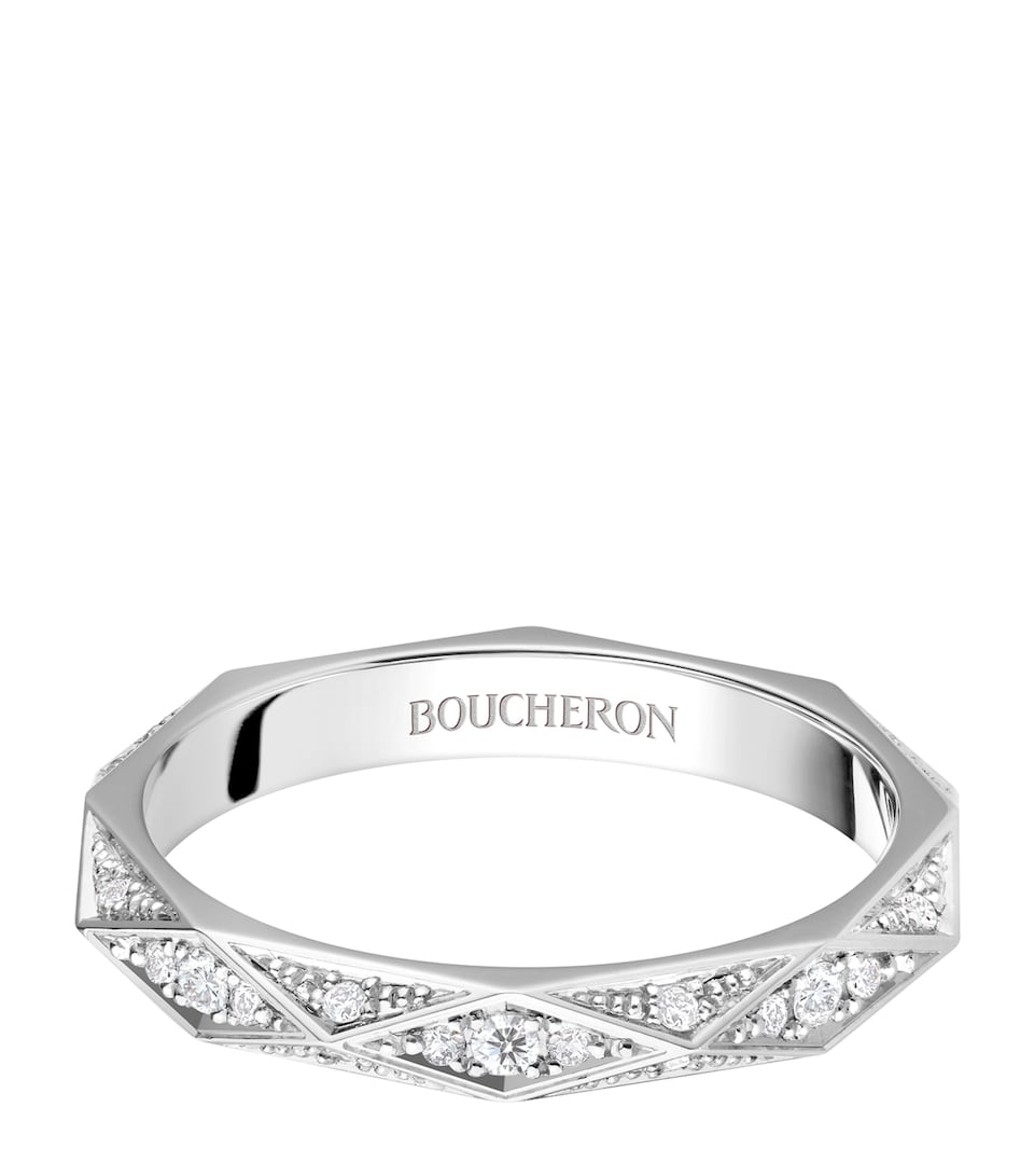 Platinum and Diamond Facette Wedding Band