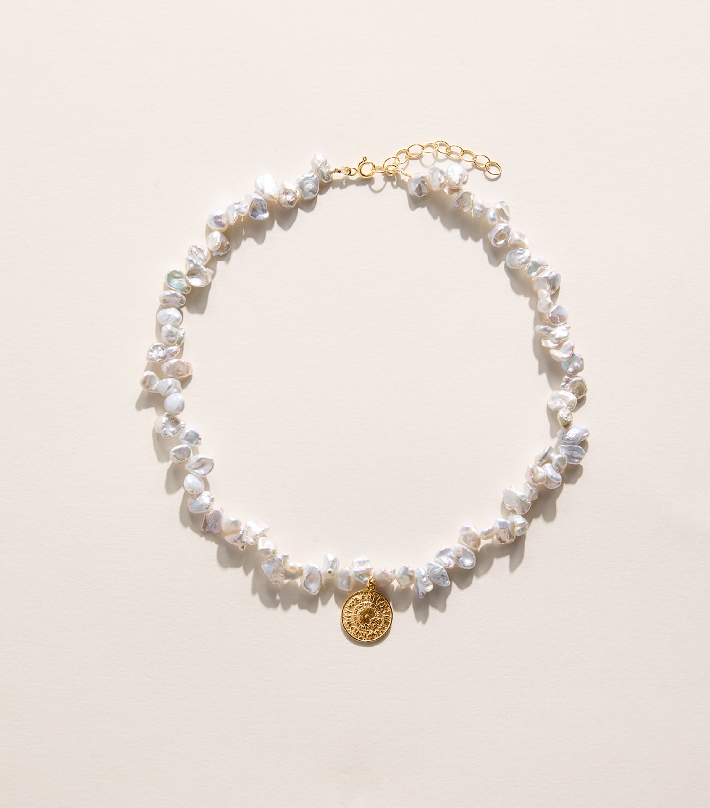 Hermina Athens Freshwater Pearl Shield Pendant Necklace Gold