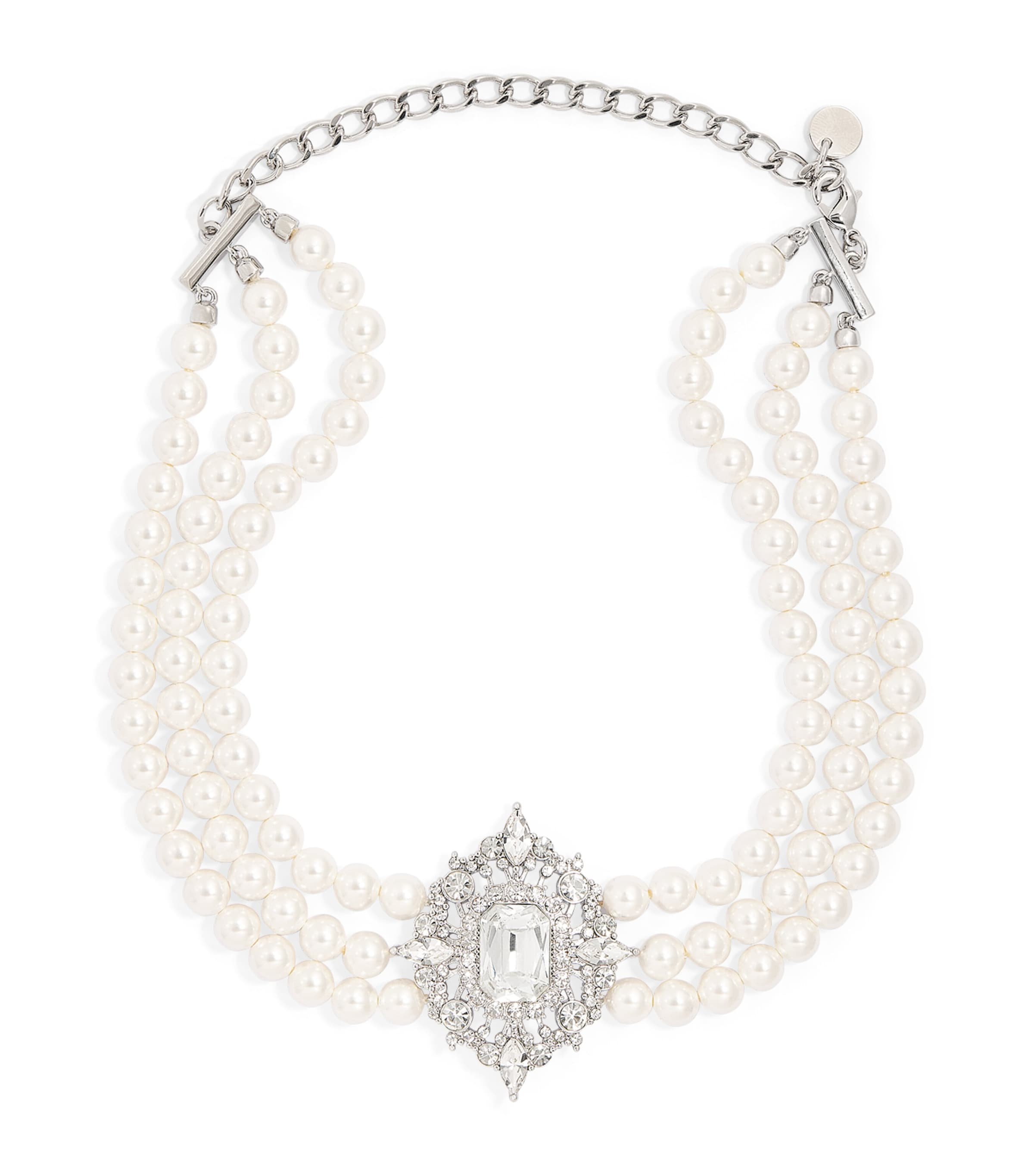 Crystal-Faux Pearl Choker