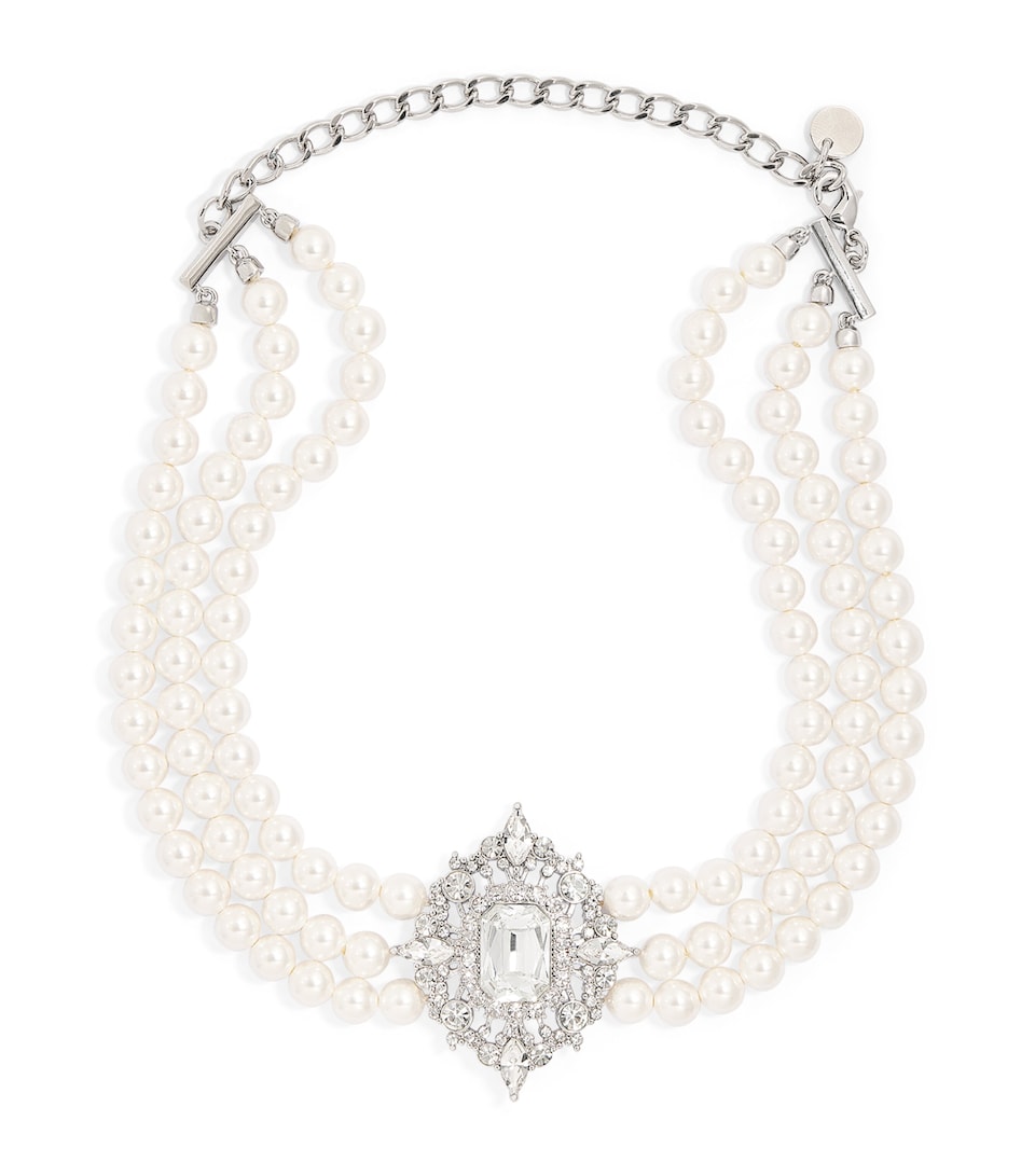 Crystal-Faux Pearl Choker