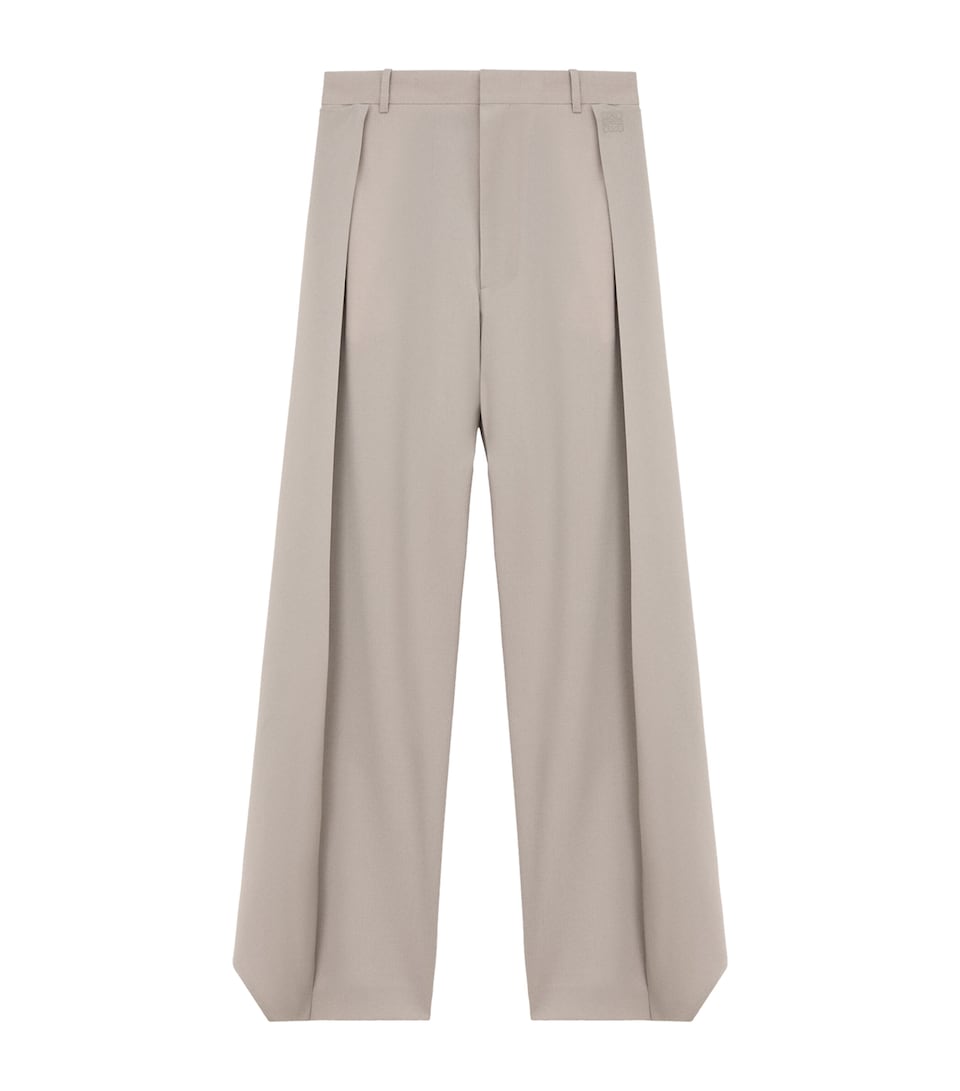 Wool-Blend Pleated Trousers