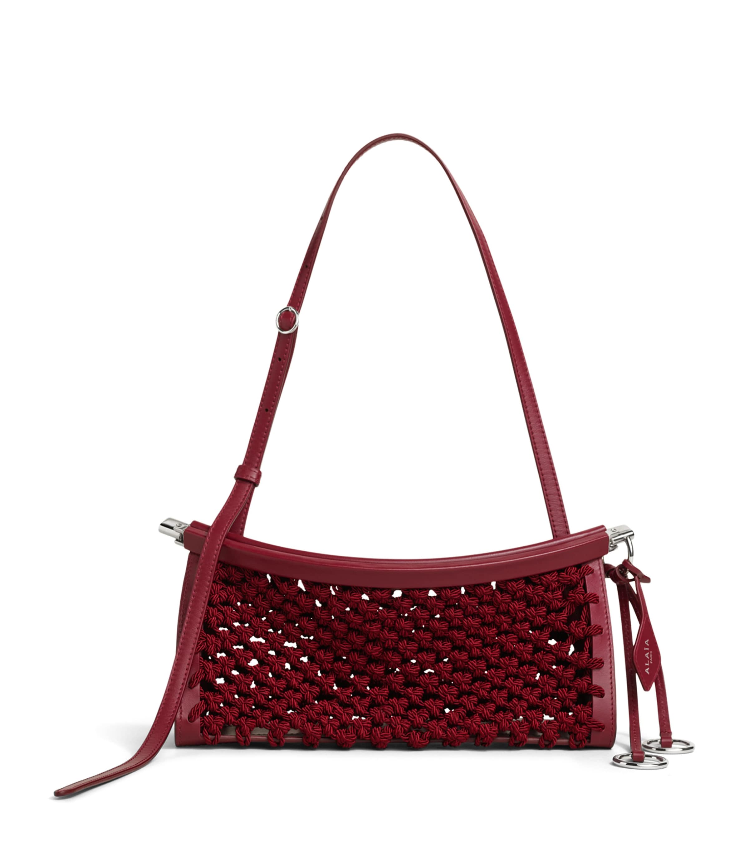 Alaïa Small Satin-Leather Le Click East West Shoulder Bag Bordeaux