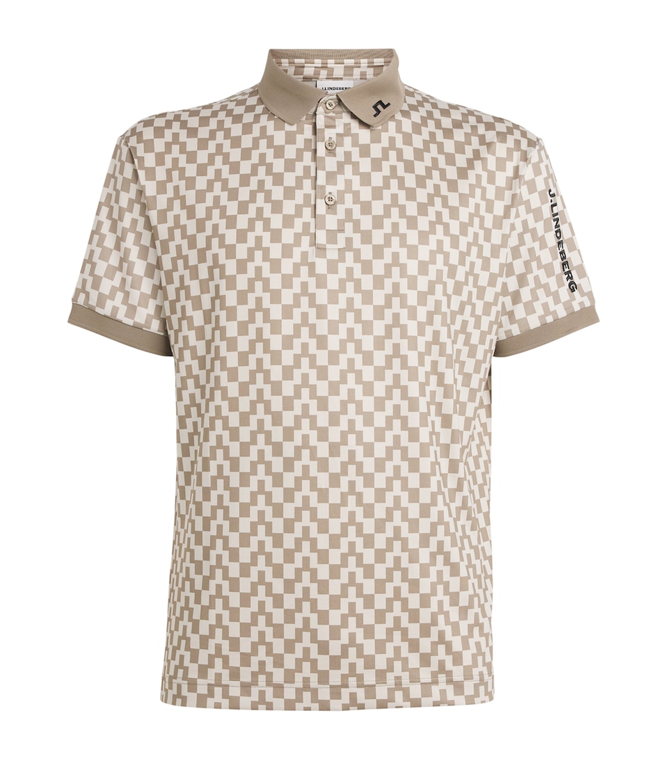 J Lindeberg Mens Tour Tech Print Polo Shirt Bridge Stack