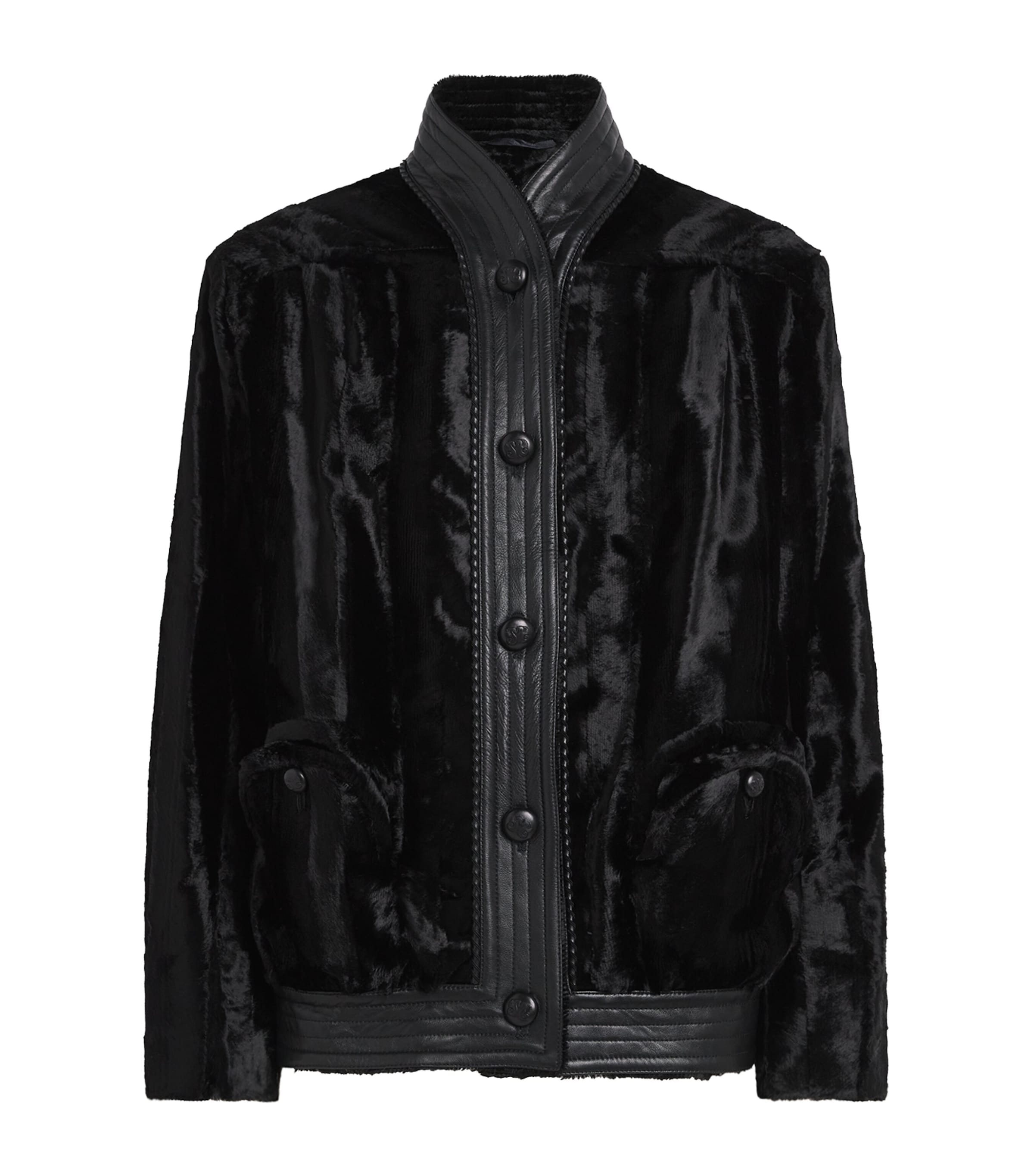 Blazé Milano Womens Faux Fur Coiba Bomber Jacket Noir