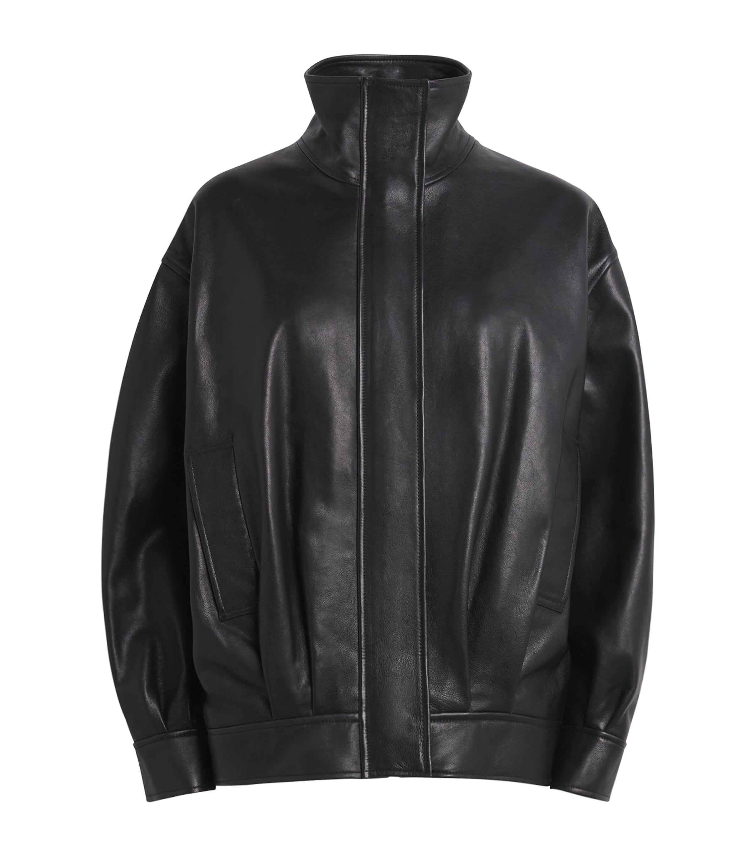Arma Womens Leather Paula Bomber Jacket Black