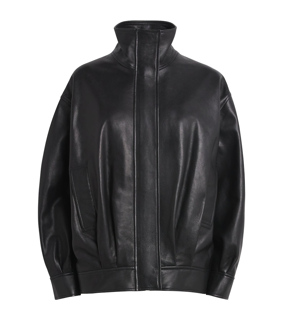 Arma Womens Leather Paula Bomber Jacket Black