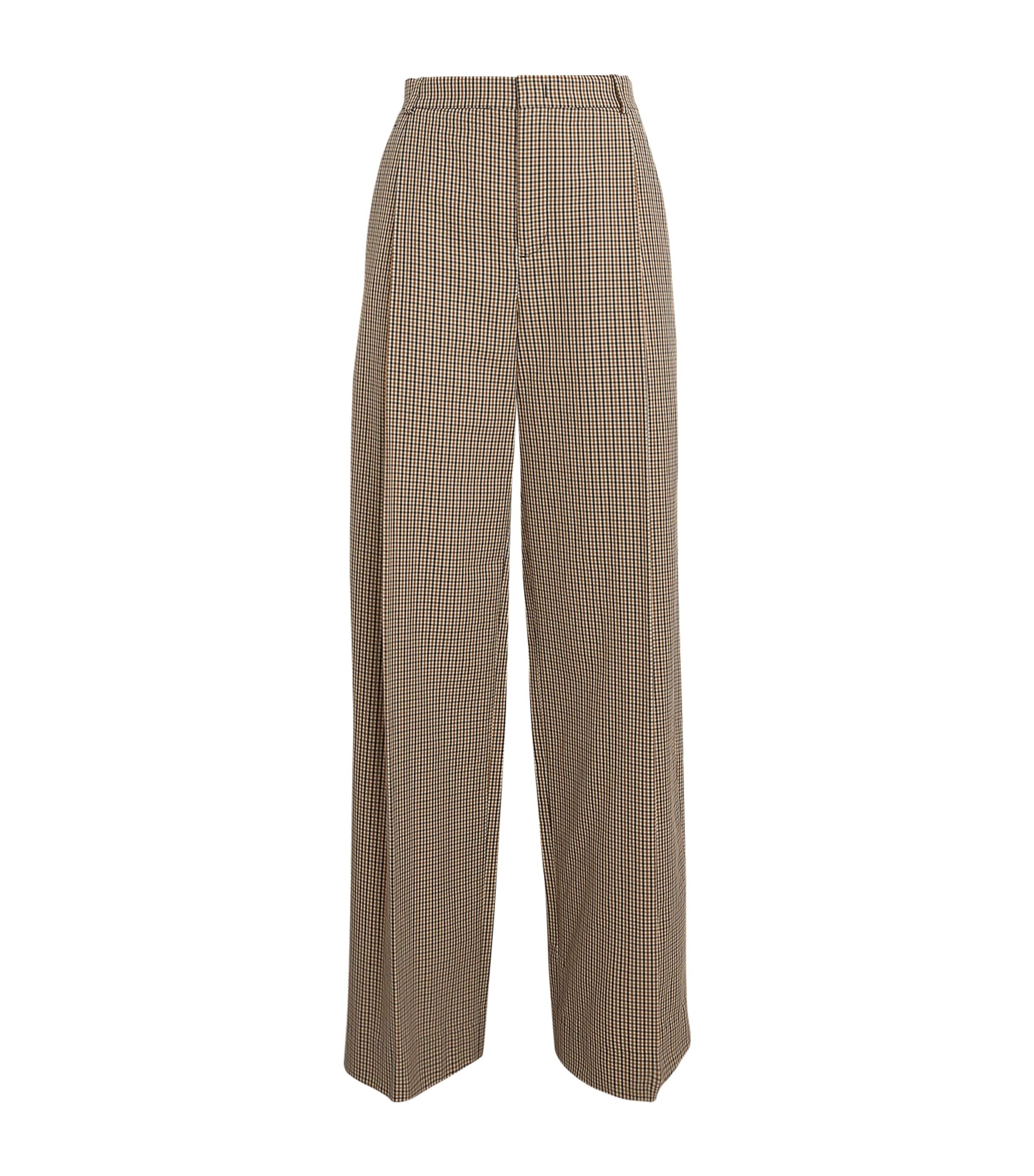 Vince Womens Cotton-Lyocell Check Camille Trousers Ltwhtstn Chck