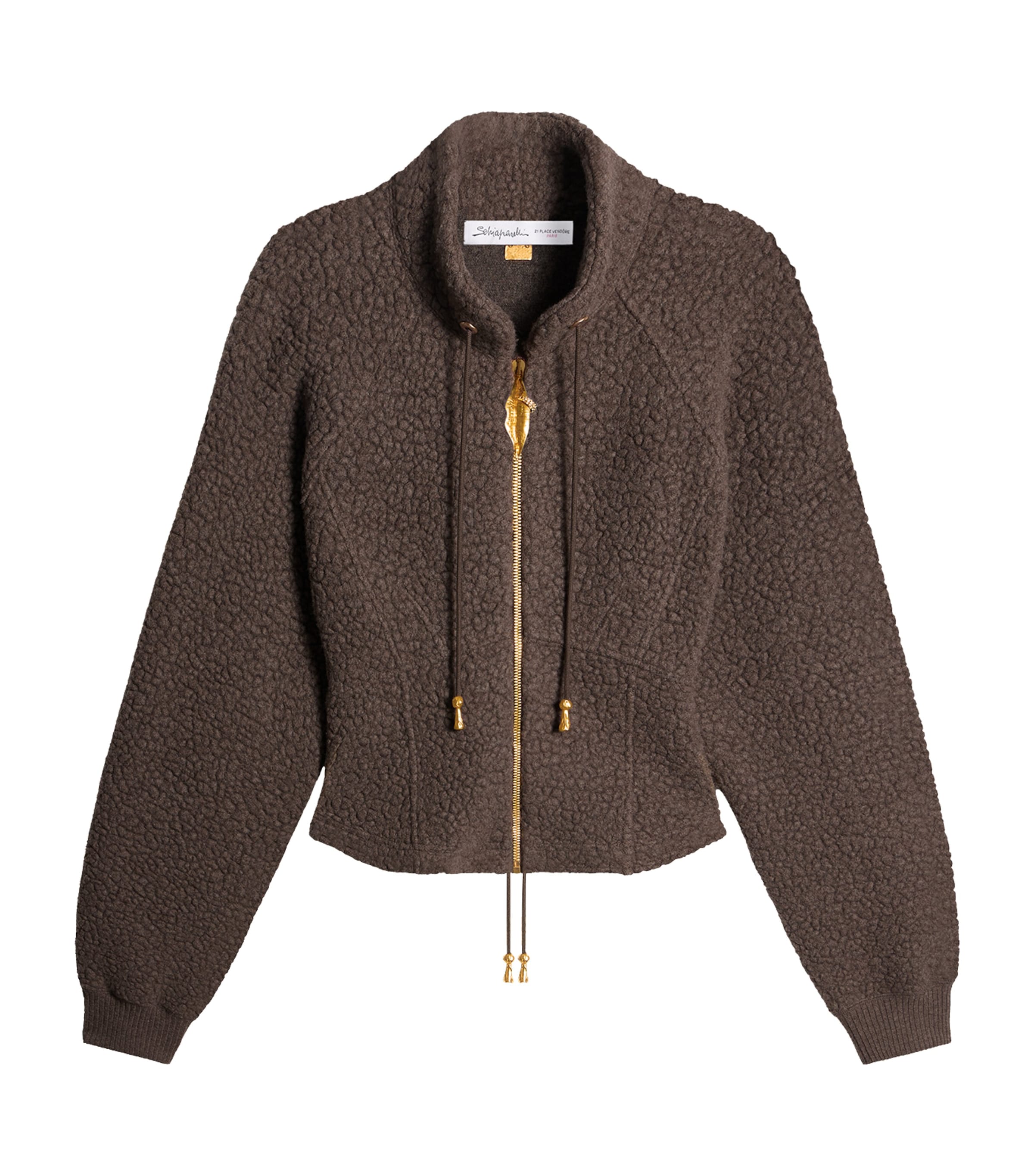 Schiaparelli Womens Wool-Blend Lips Zip-Up Hoodie Brown