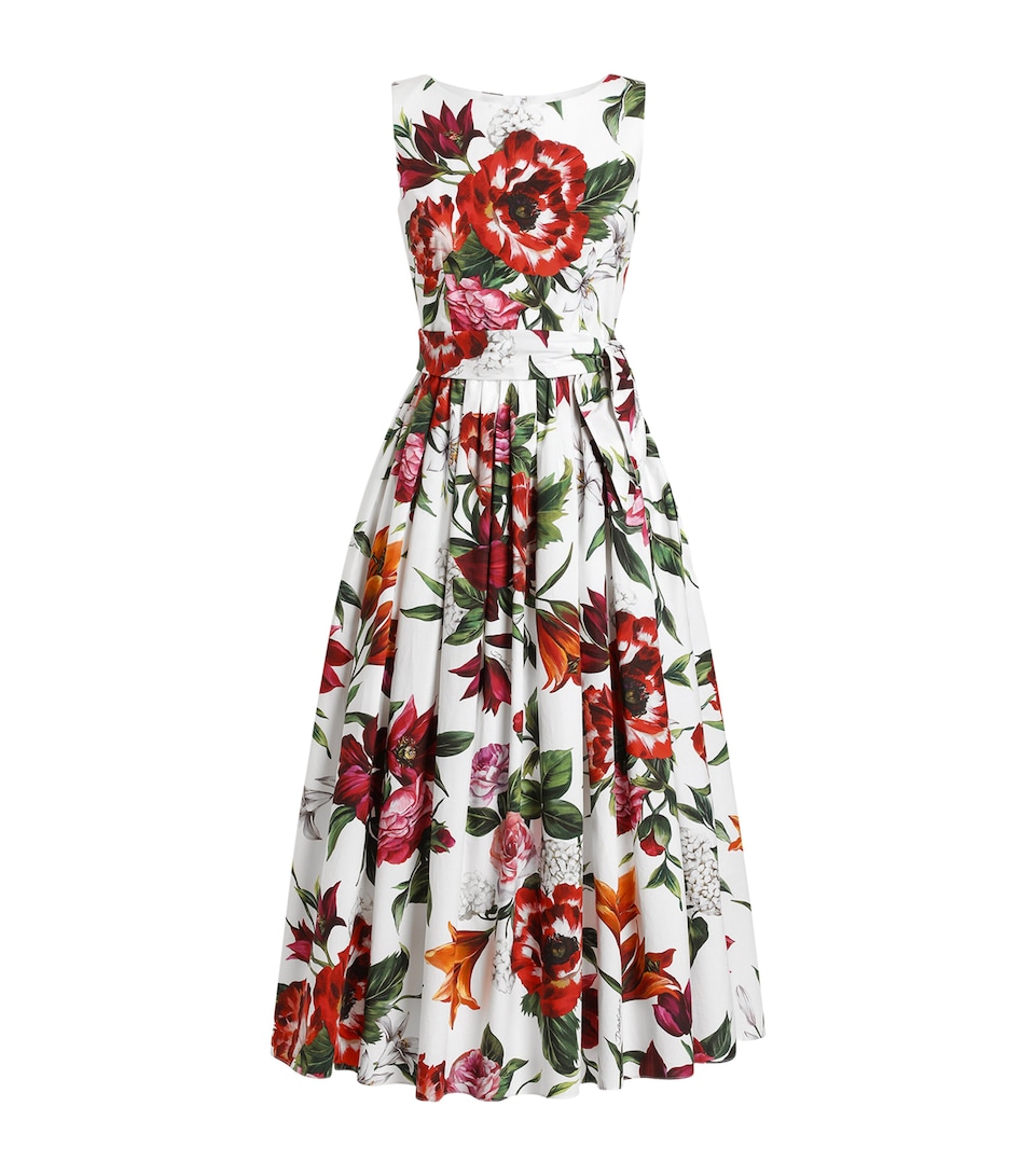 Cotton Floral Print Midi Dress
