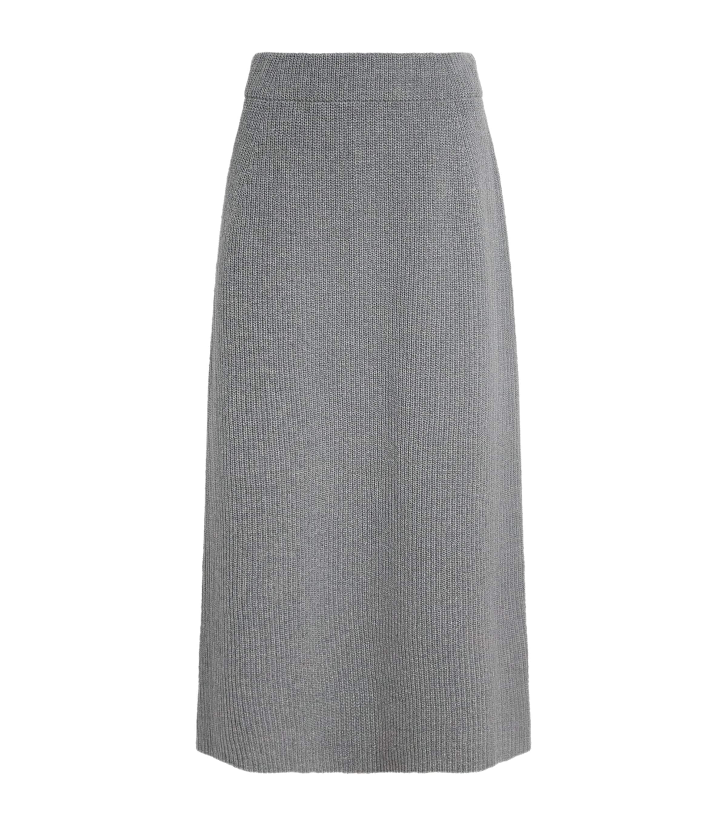 Lambswool-Blend Ribbed Midi Skirt