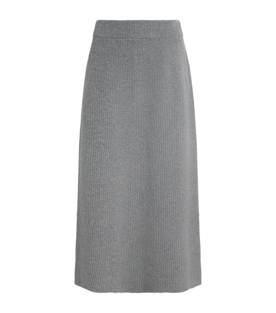 Lambswool-Blend Ribbed Midi Skirt