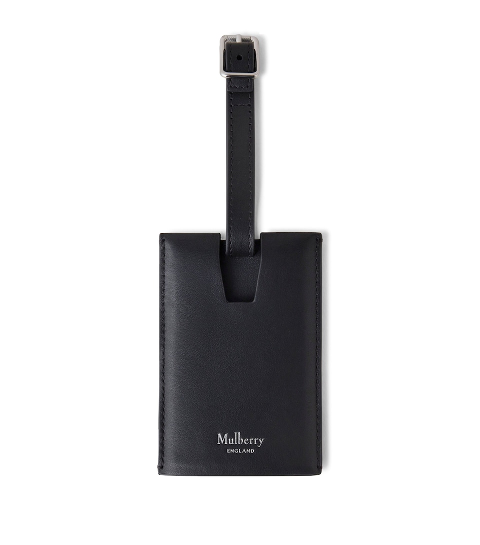 Mulberry Calfskin Logo Luggage Tag Black