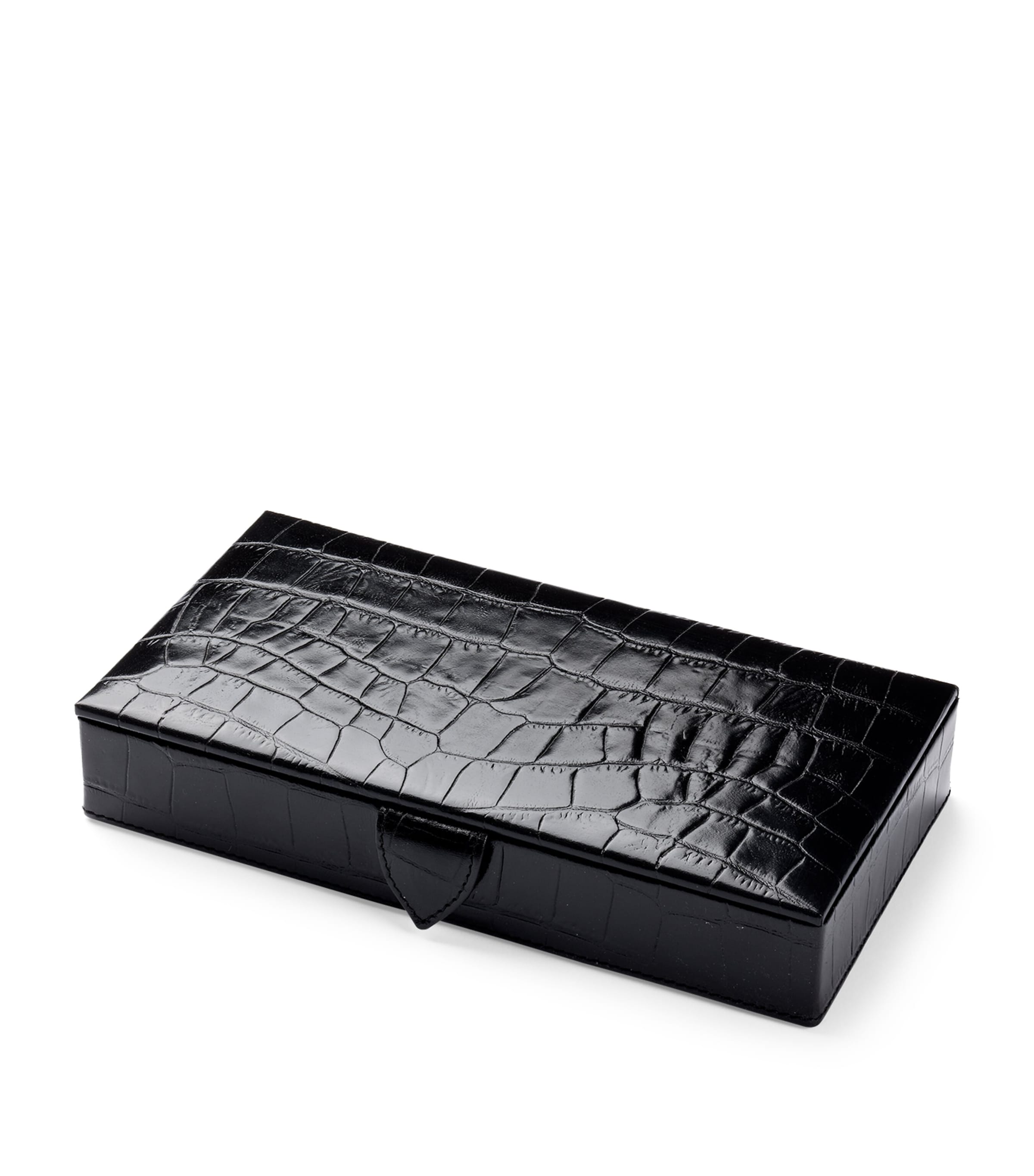 Croc-Embossed Leather Cufflink Box