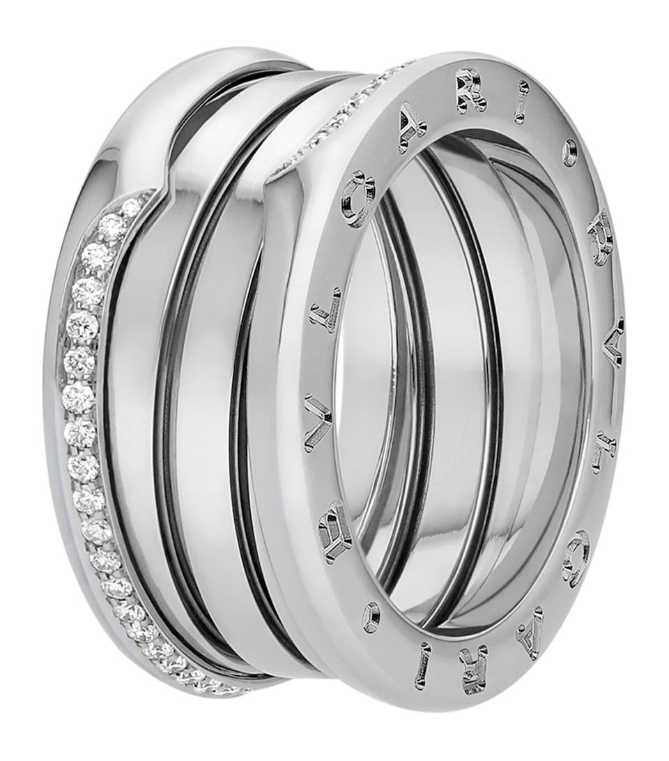 Bvlgari White Gold and Diamond B.zero1 Three-Band Ring White Gold
