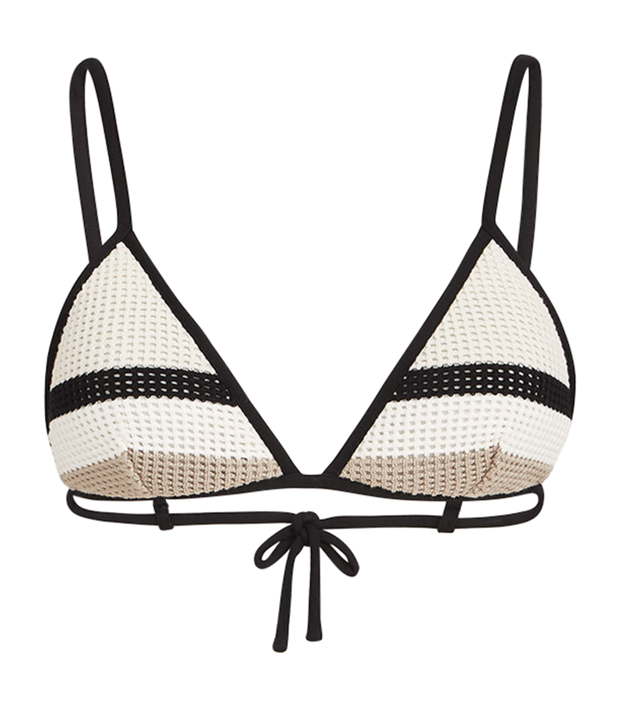 Brunello Cucinelli Womens Cotton Stripe Bikini Top