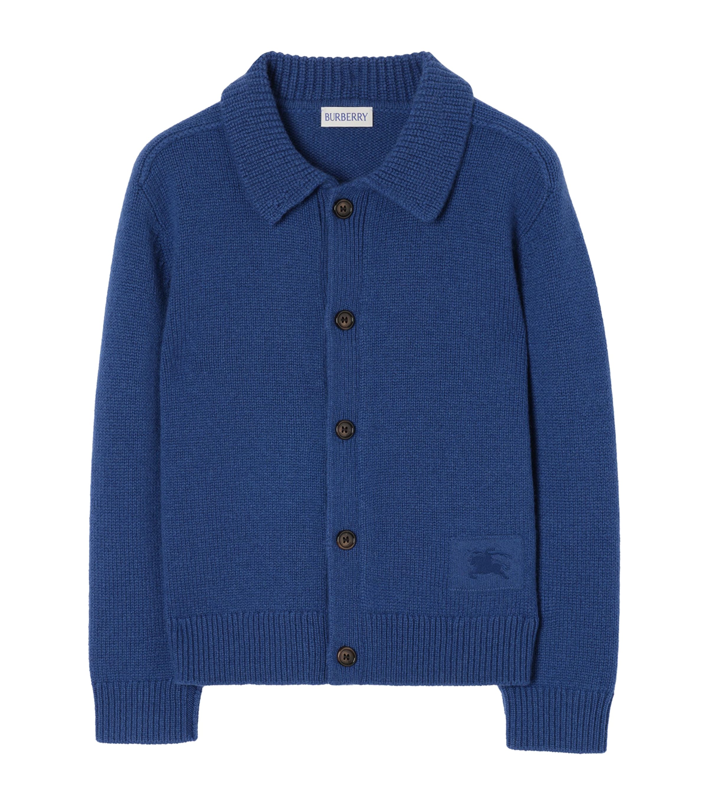 Burberry Kids Cashmere Collared Cardigan (14 Years) Torrent Blue
