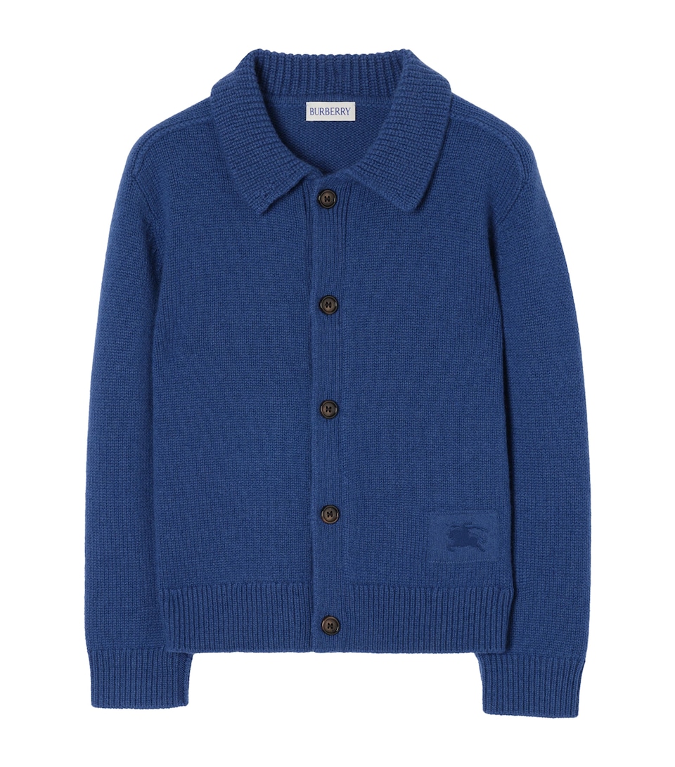 Burberry Kids Cashmere Collared Cardigan (14 Years) Torrent Blue