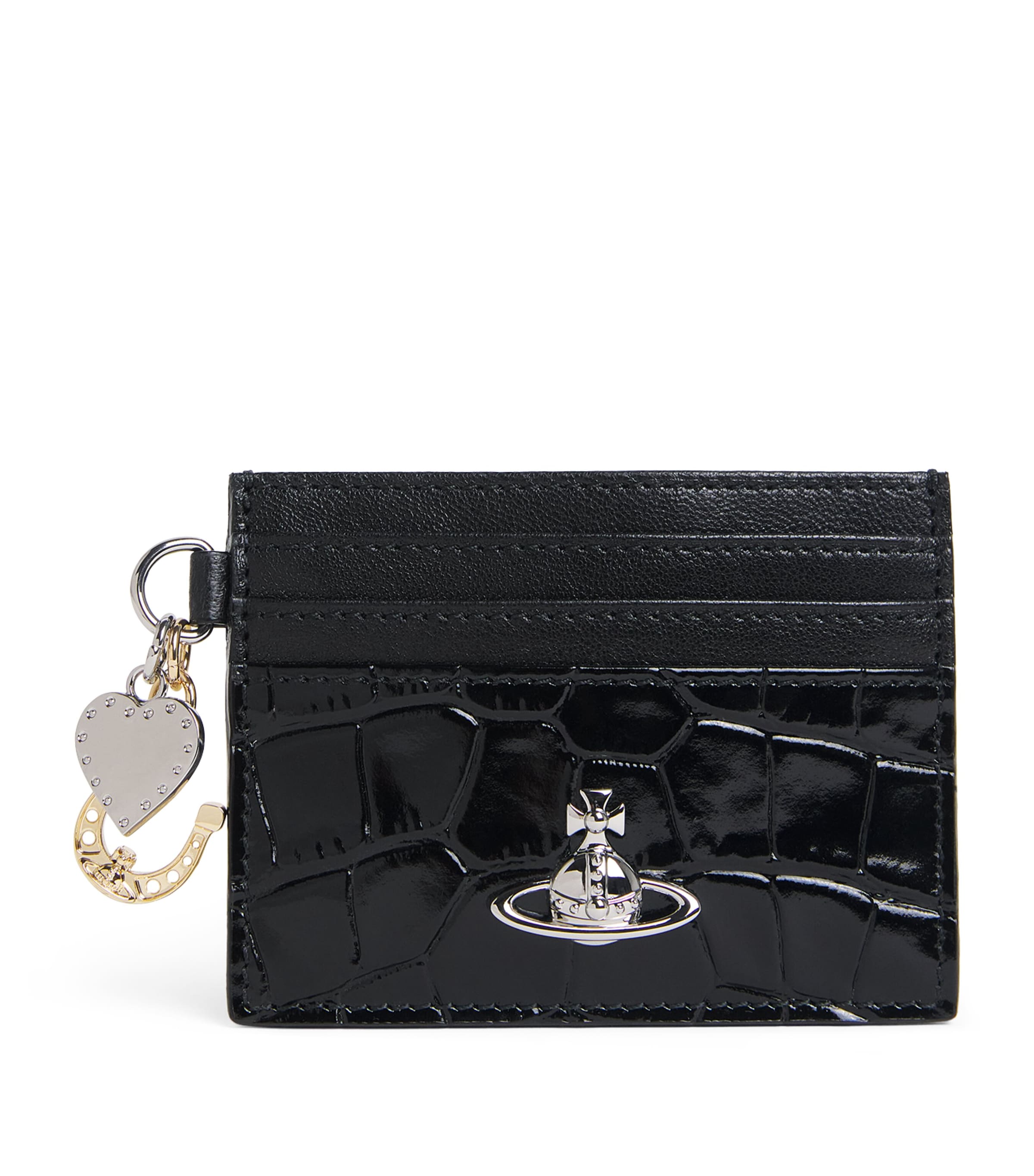 Vivienne Westwood Leather Embellished Orb Card Holder Black