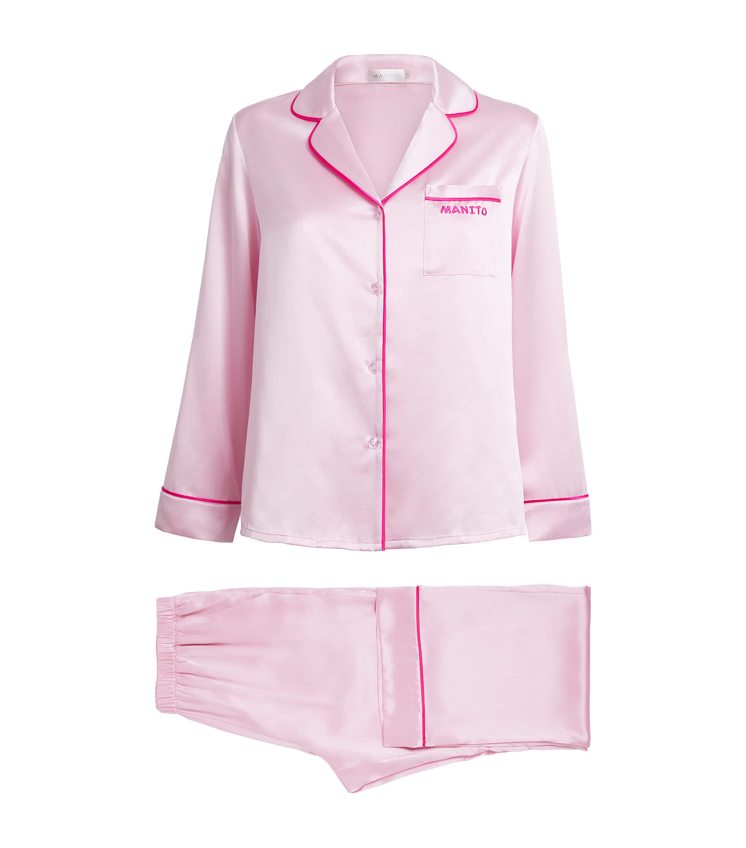 MANITO Womens Mulberry Silk Macaron Pyjamas Orchid Pink