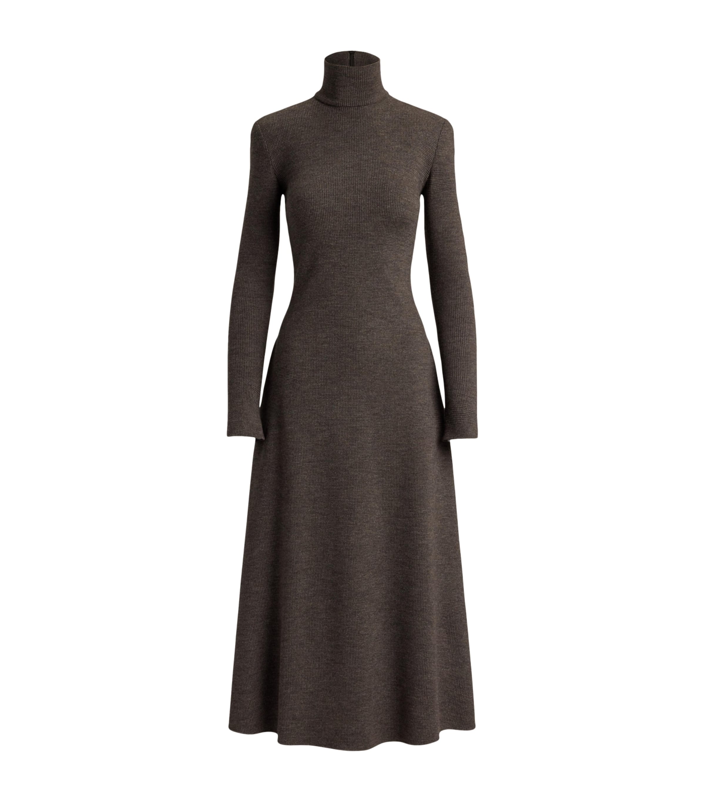 Ralph Lauren Collection Womens Wool Emmerson Midi Dress Taupe Grey Melange