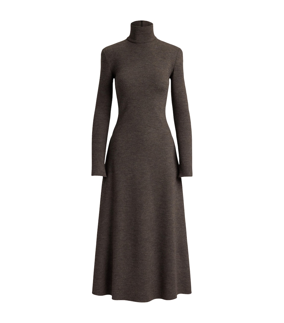 Ralph Lauren Collection Womens Wool Emmerson Midi Dress Taupe Grey Melange