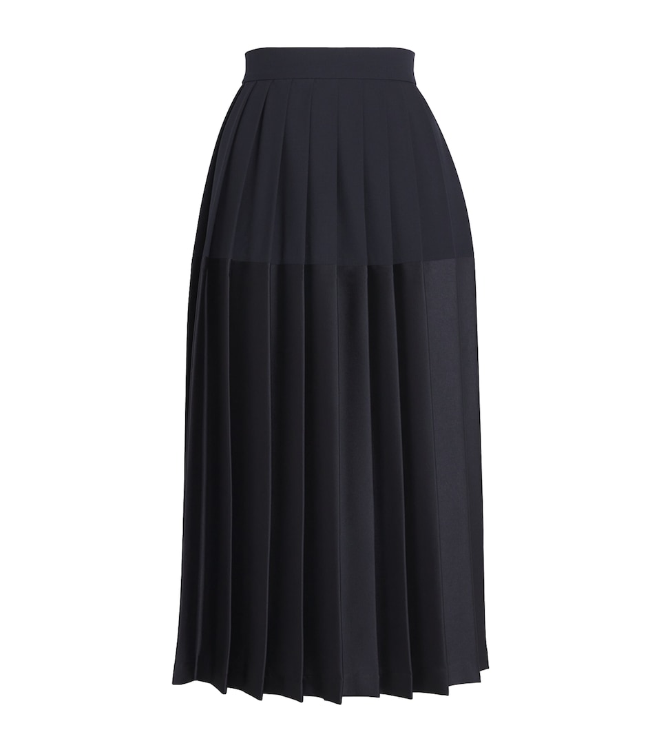 Two-Tone Pleated Midi Skirt