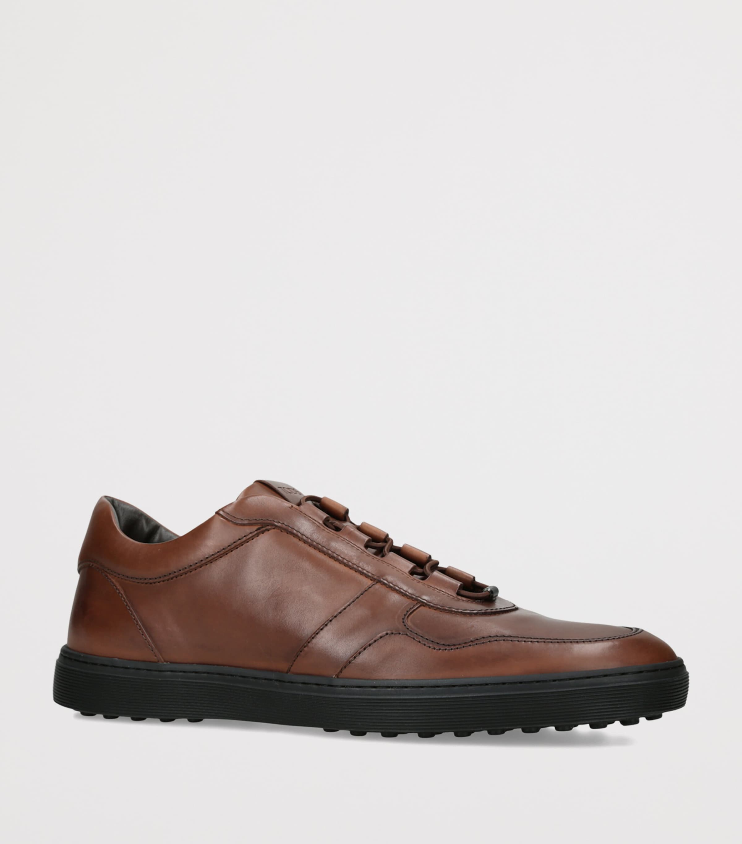 Tod's Leather Elastic Cassetta Sneakers Brown