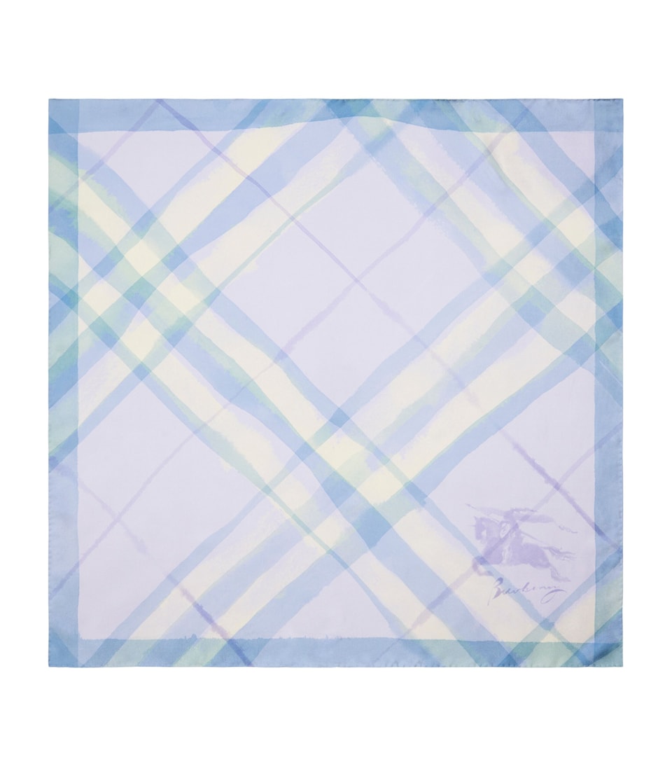 Burberry Silk Watercolour Check Scarf Lilac Purple