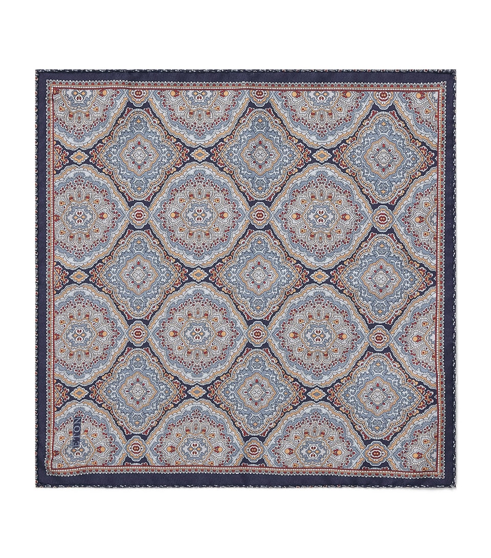 Eton Reversible Jacquard Pocket Square Navy Blue