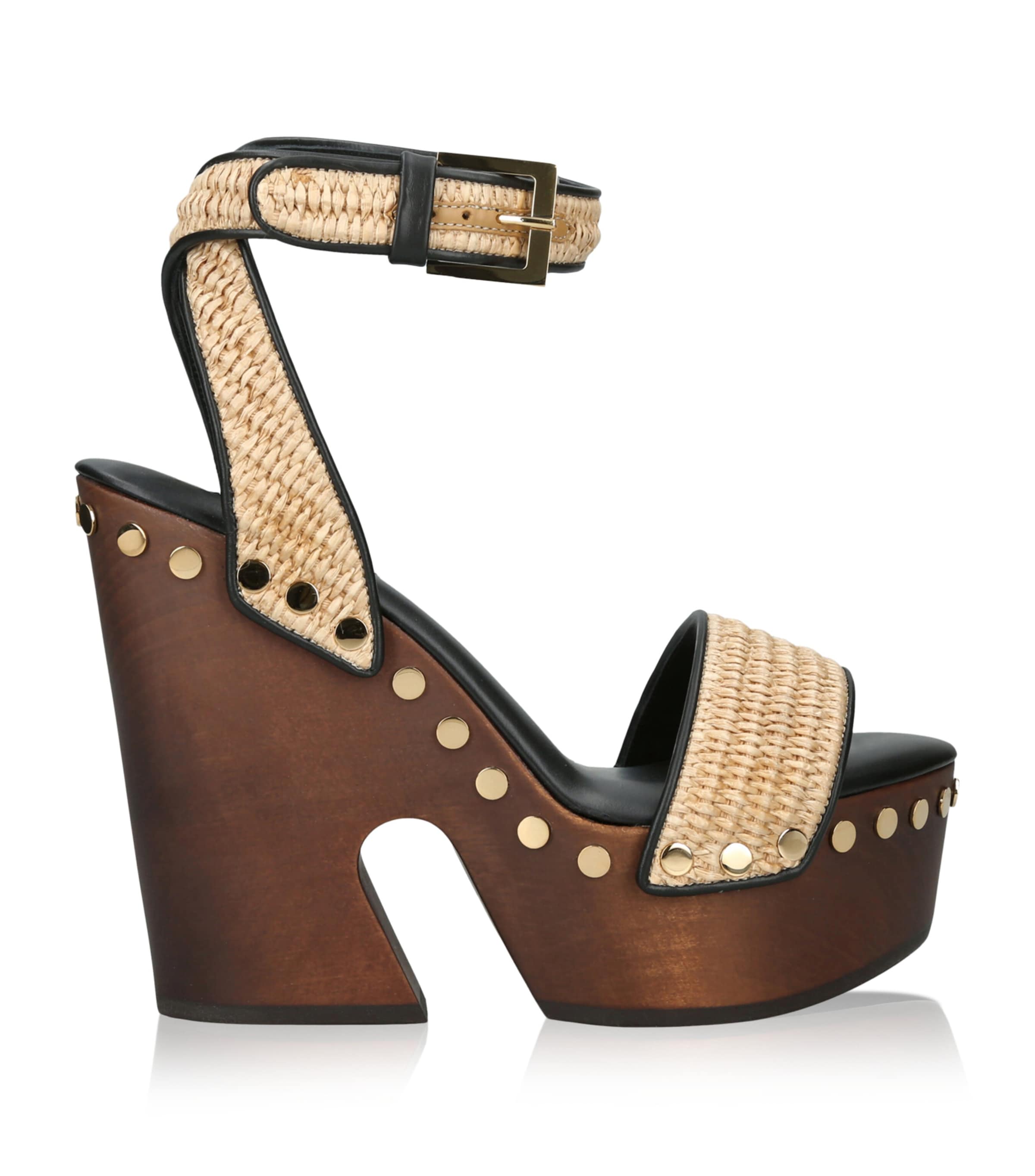 Givenchy Raffia Platform Clog Sandals 95 Beige Comb