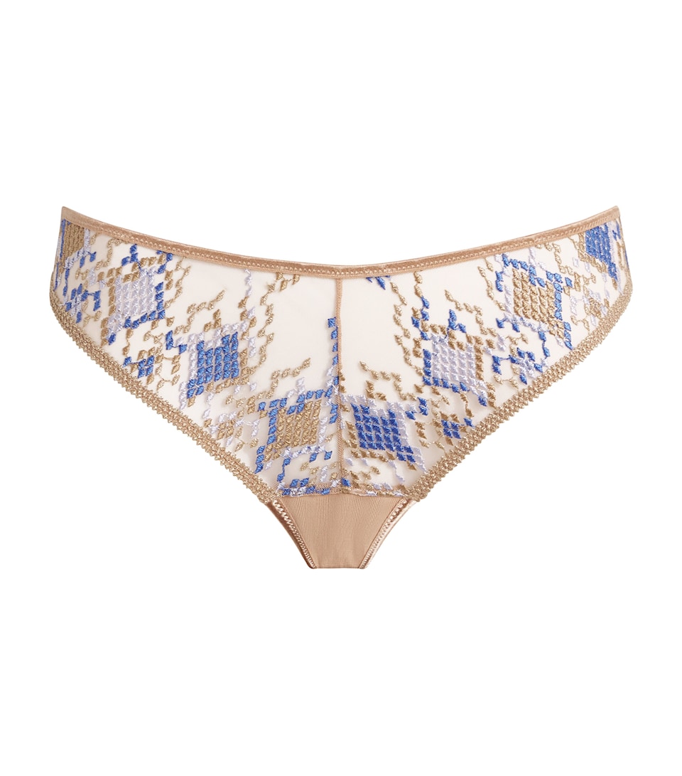 Aubade Womens Cotton Poetic Delights Tanga Briefs Skyway