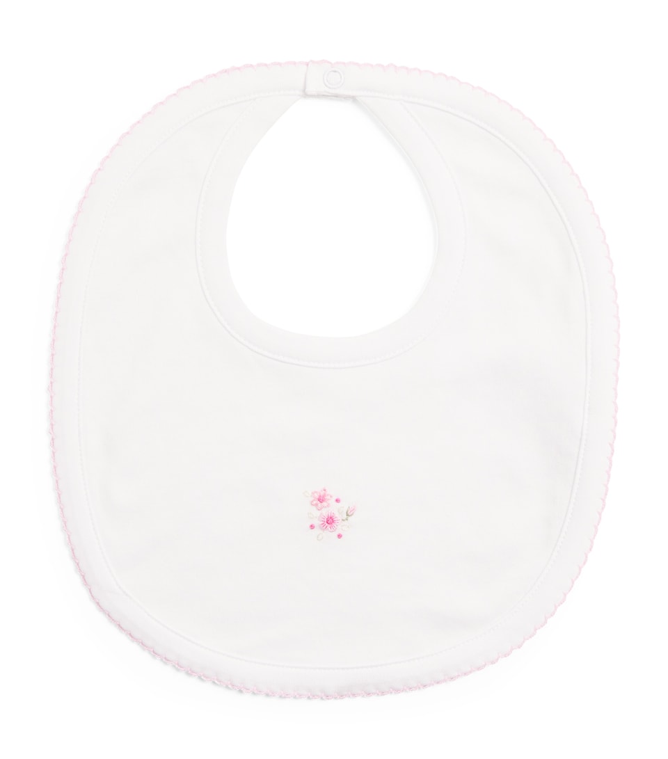 Pima Cotton Hand-Embroidered Rose Bib