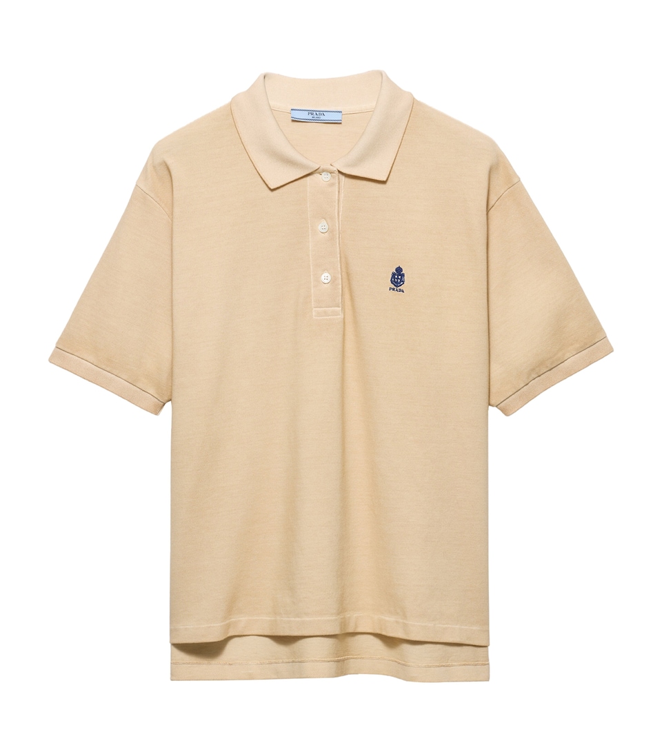 Prada Womens Cotton Piqué Polo Shirt Neutral