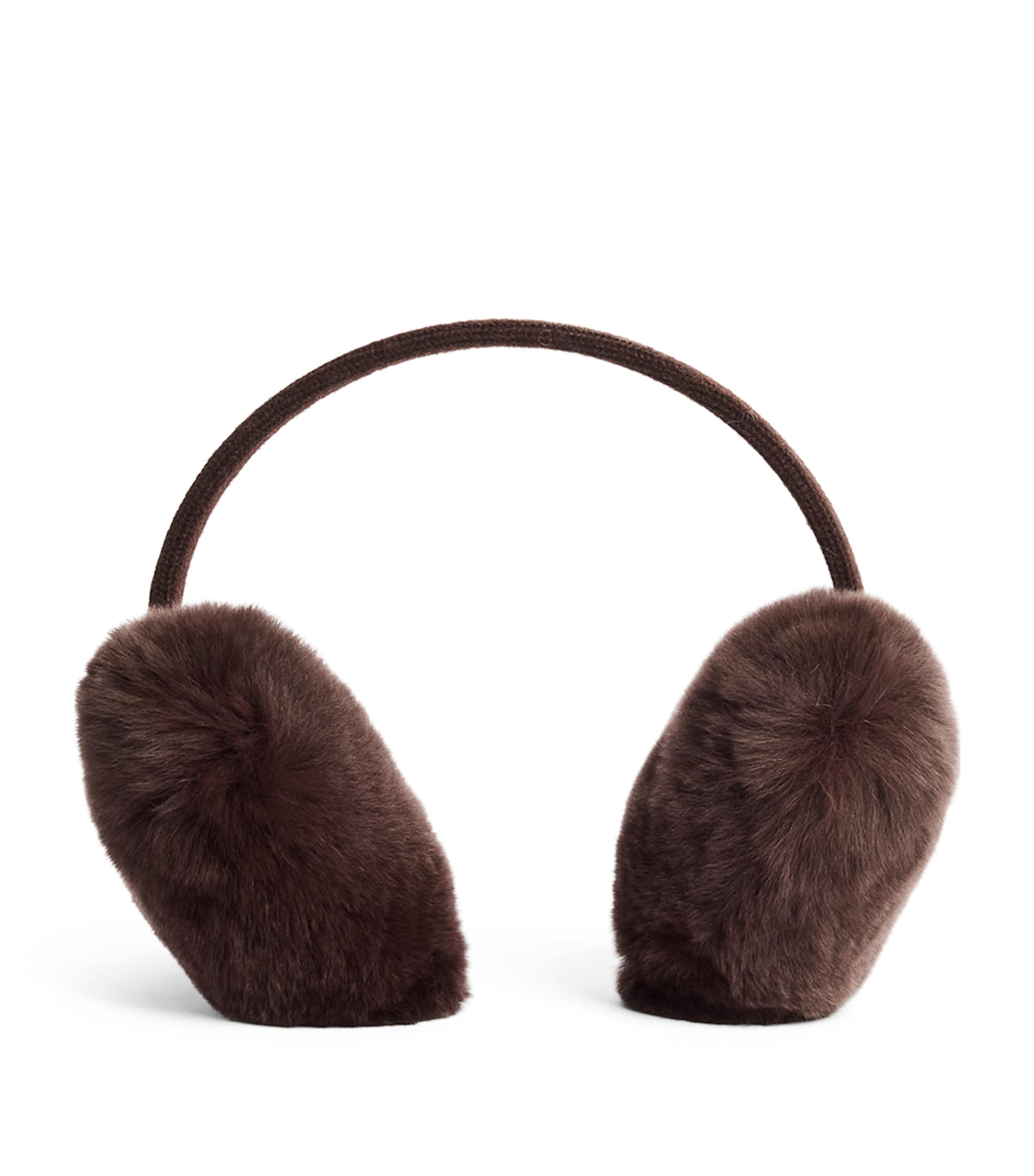 Yves Salomon Enfant Rabbit Fur Knitted Earmuffs