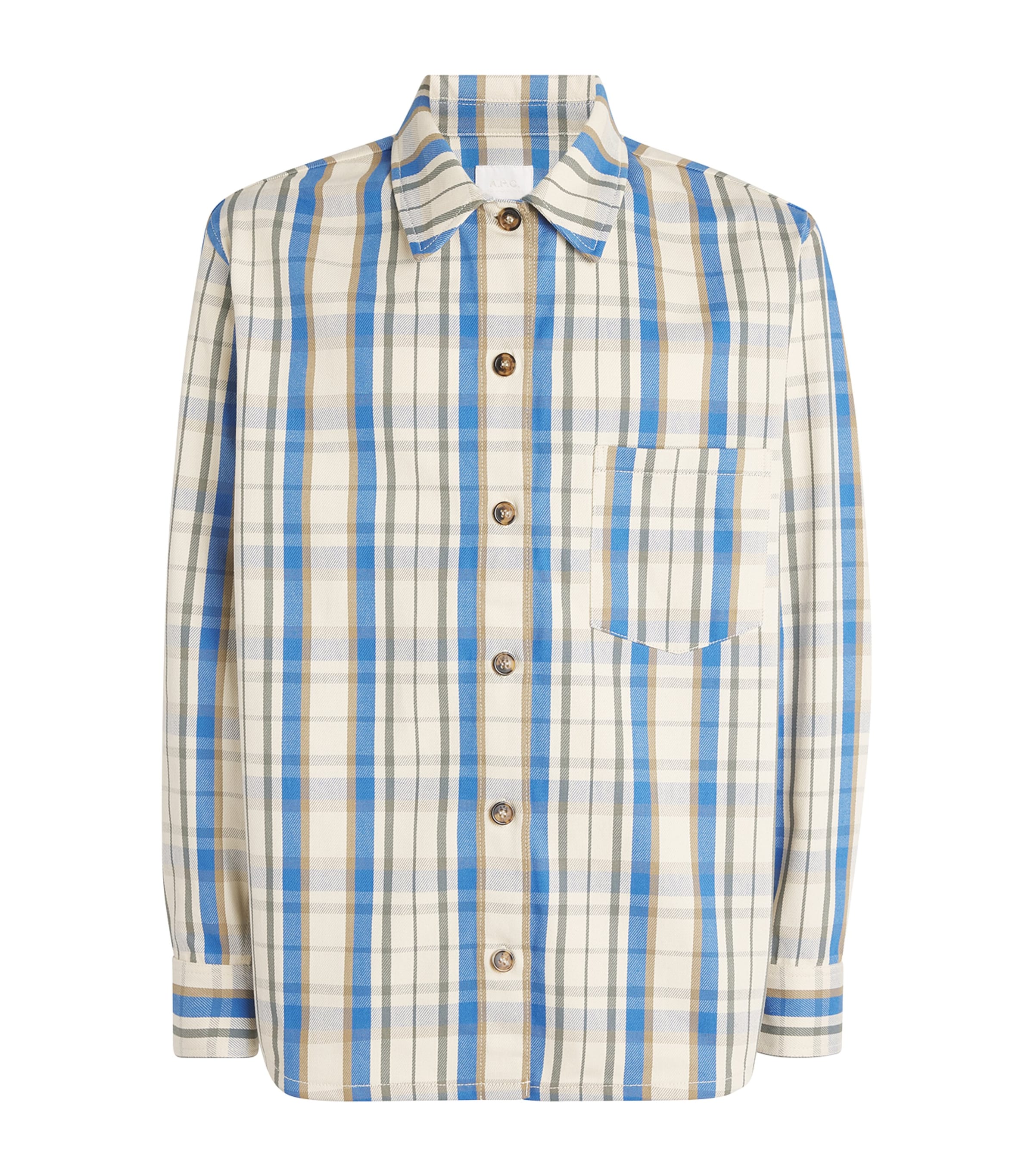 A.P.C. Mens Cotton Check Overshirt Aad Ecru
