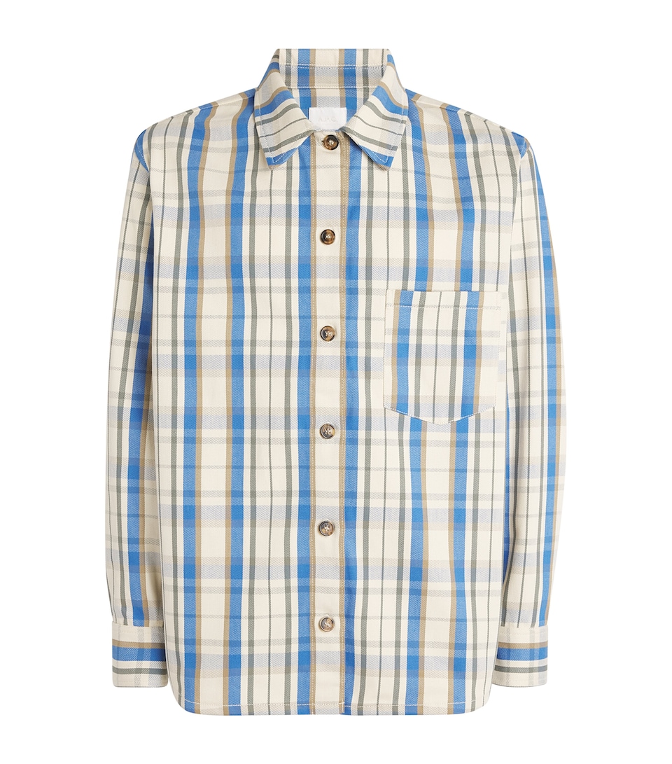 A.P.C. Mens Cotton Check Overshirt Aad Ecru