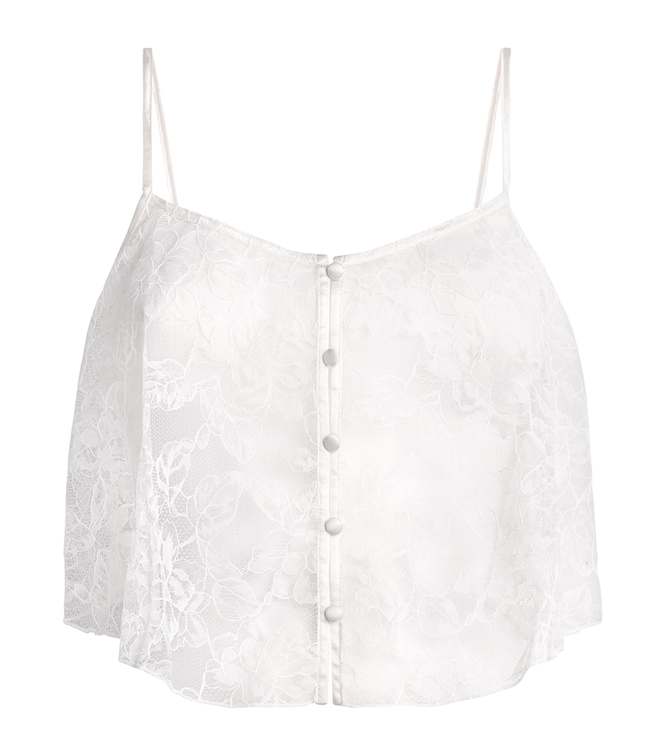 Fleur Du Mal Womens Lace Jasmine Flutter Camisole Ivory