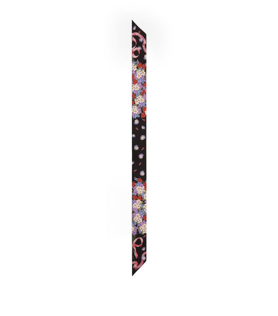 Silk Floral Skinny Scarf