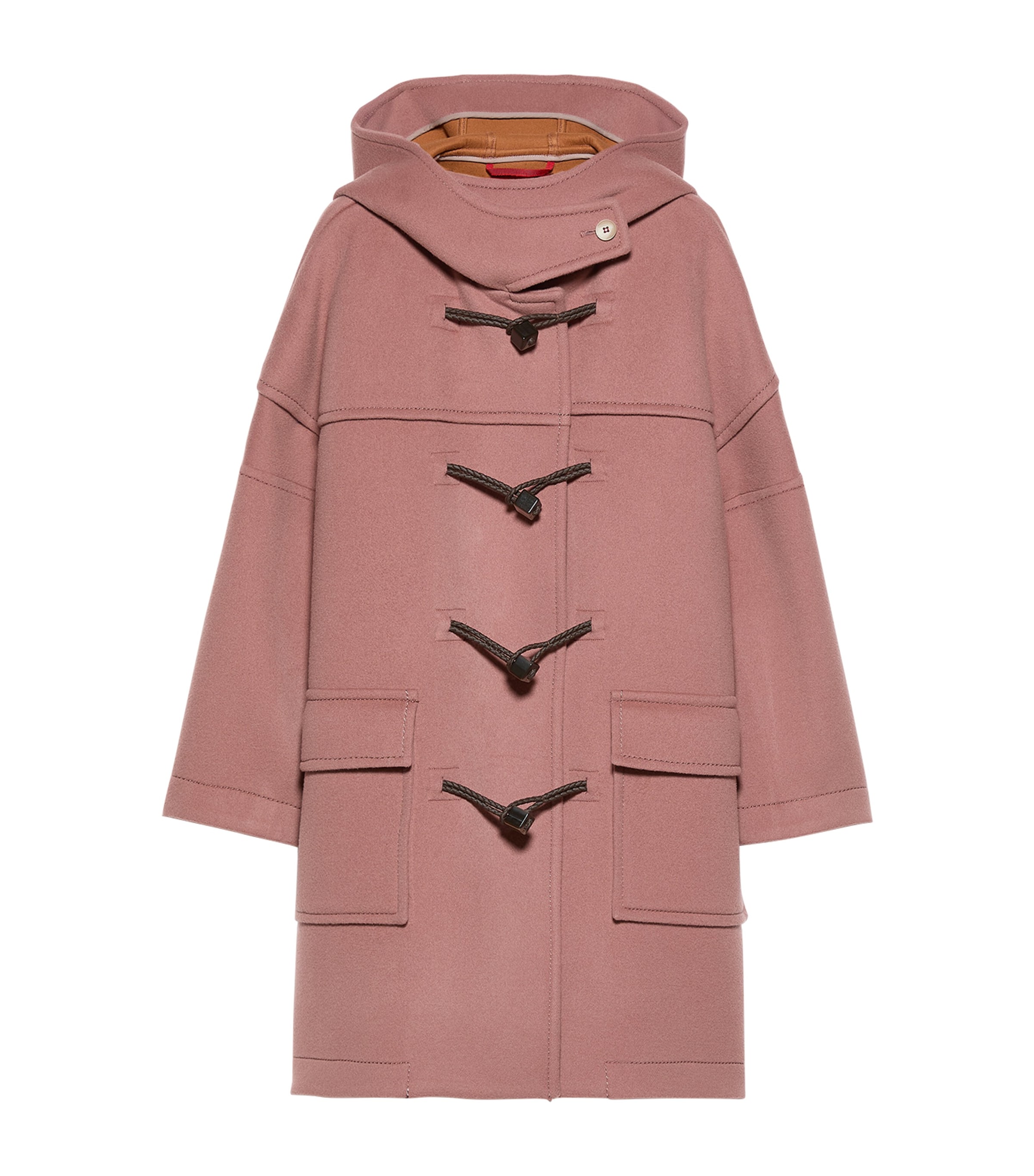 MAX&Co. Womens Virgin Wool Blend Hooded Duffle Coat Powder