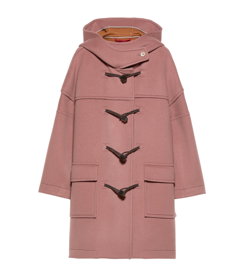 MAX&Co. Womens Virgin Wool Blend Hooded Duffle Coat Powder