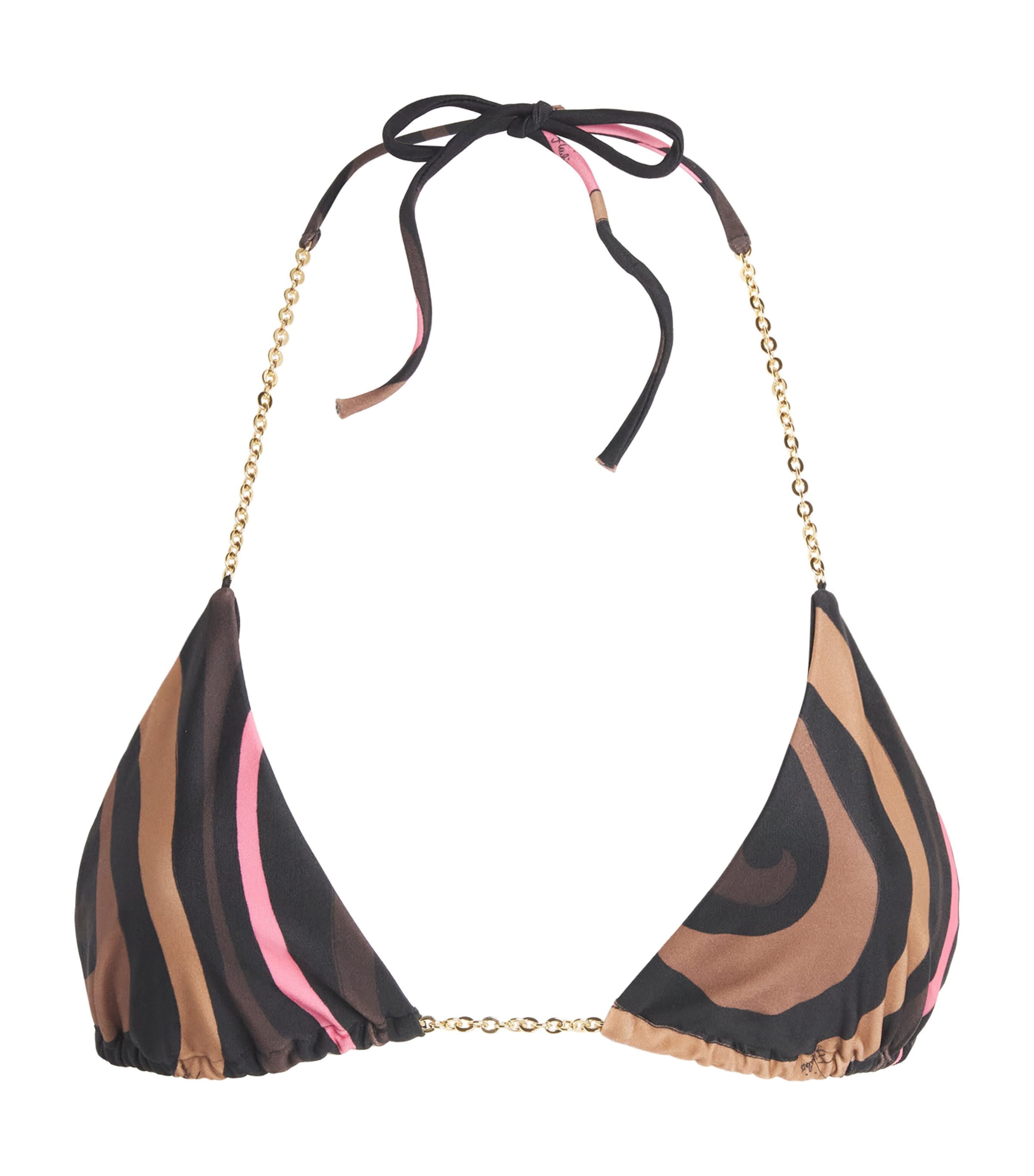 PUCCI Womens Chain Printed Bikini Top Brown Coral