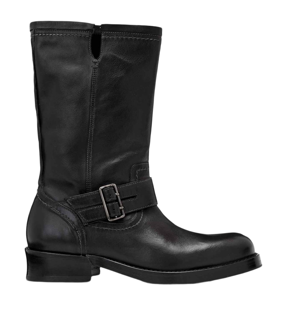 AllSaints Leather Bailey Biker Boots Black/grey