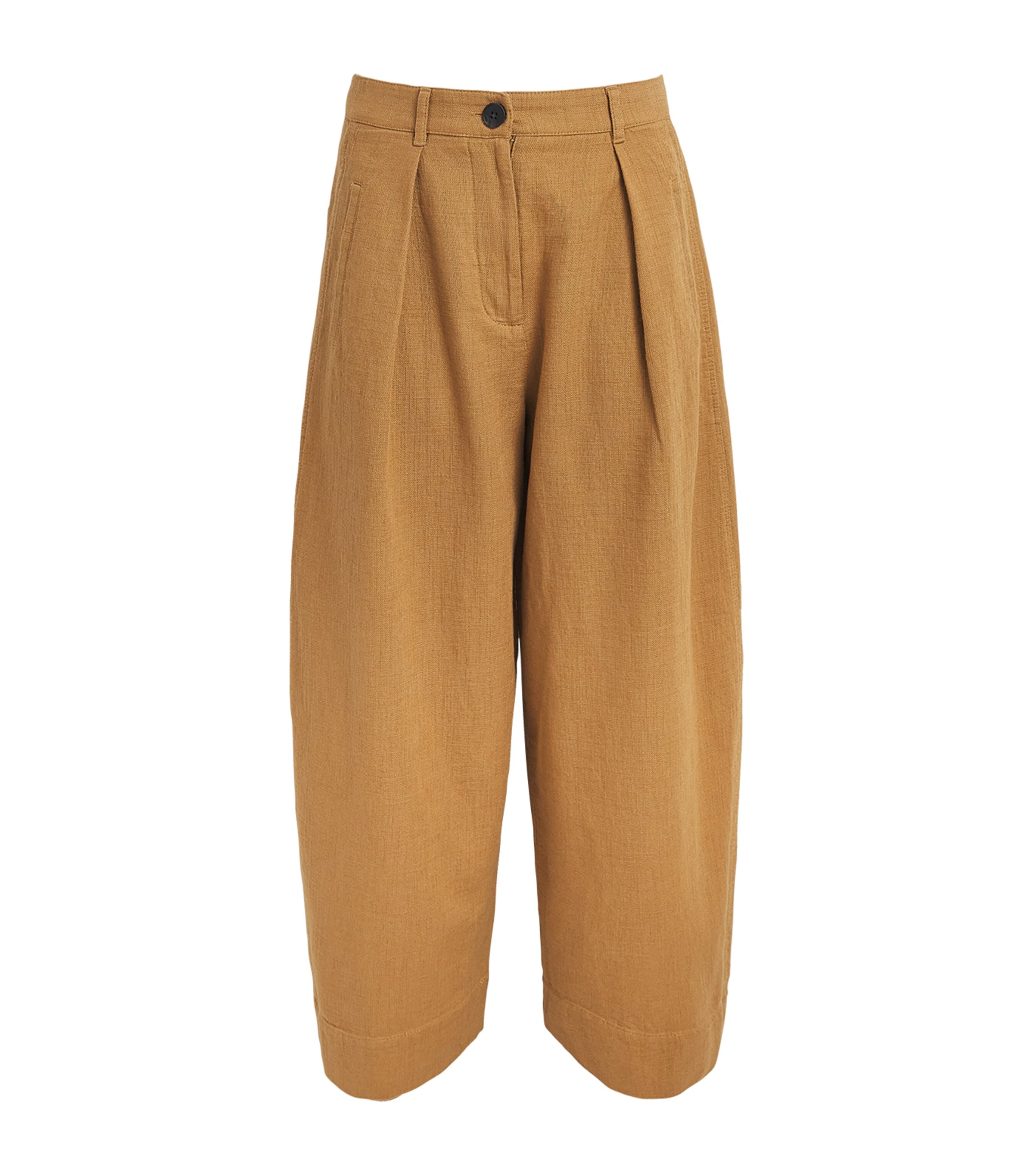 ME+EM Womens Cotton Barrel-Leg Trousers Tobacco