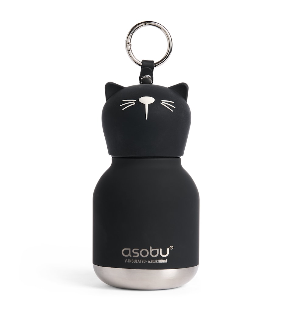 ASOBU Mini Bestie Kitty Water Bottle Bag Charm (200ml) Black Cat