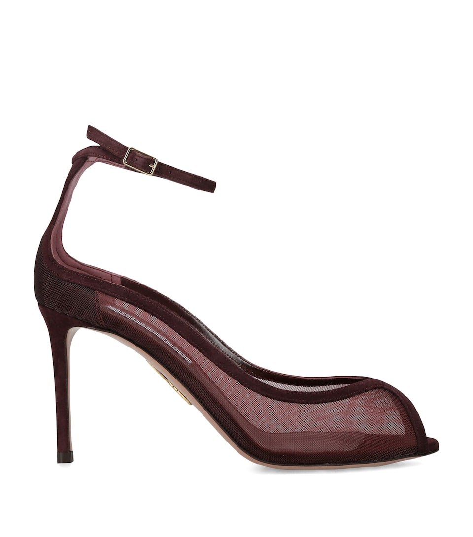 Aquazzura Mesh Love Affair Sandals 85 Wine