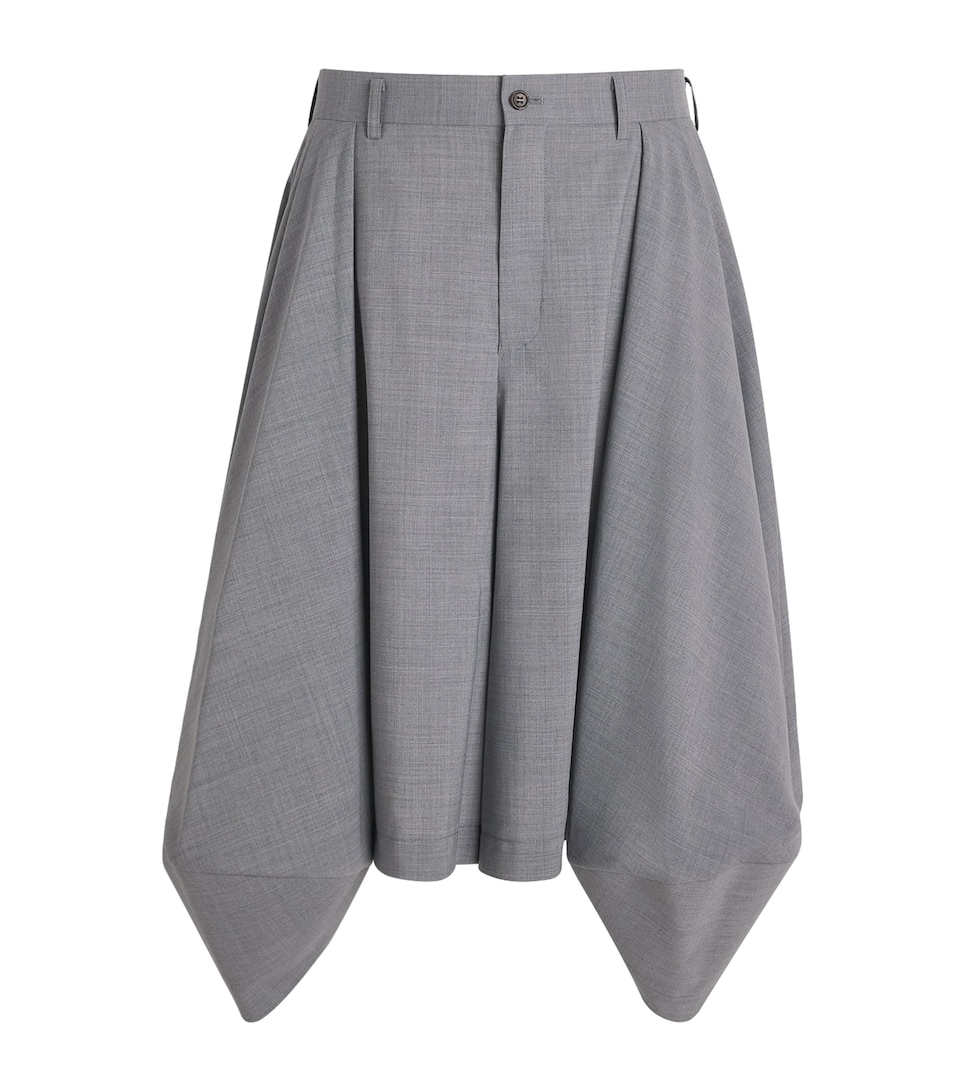 Wool-Blend Pleated Chino Shorts