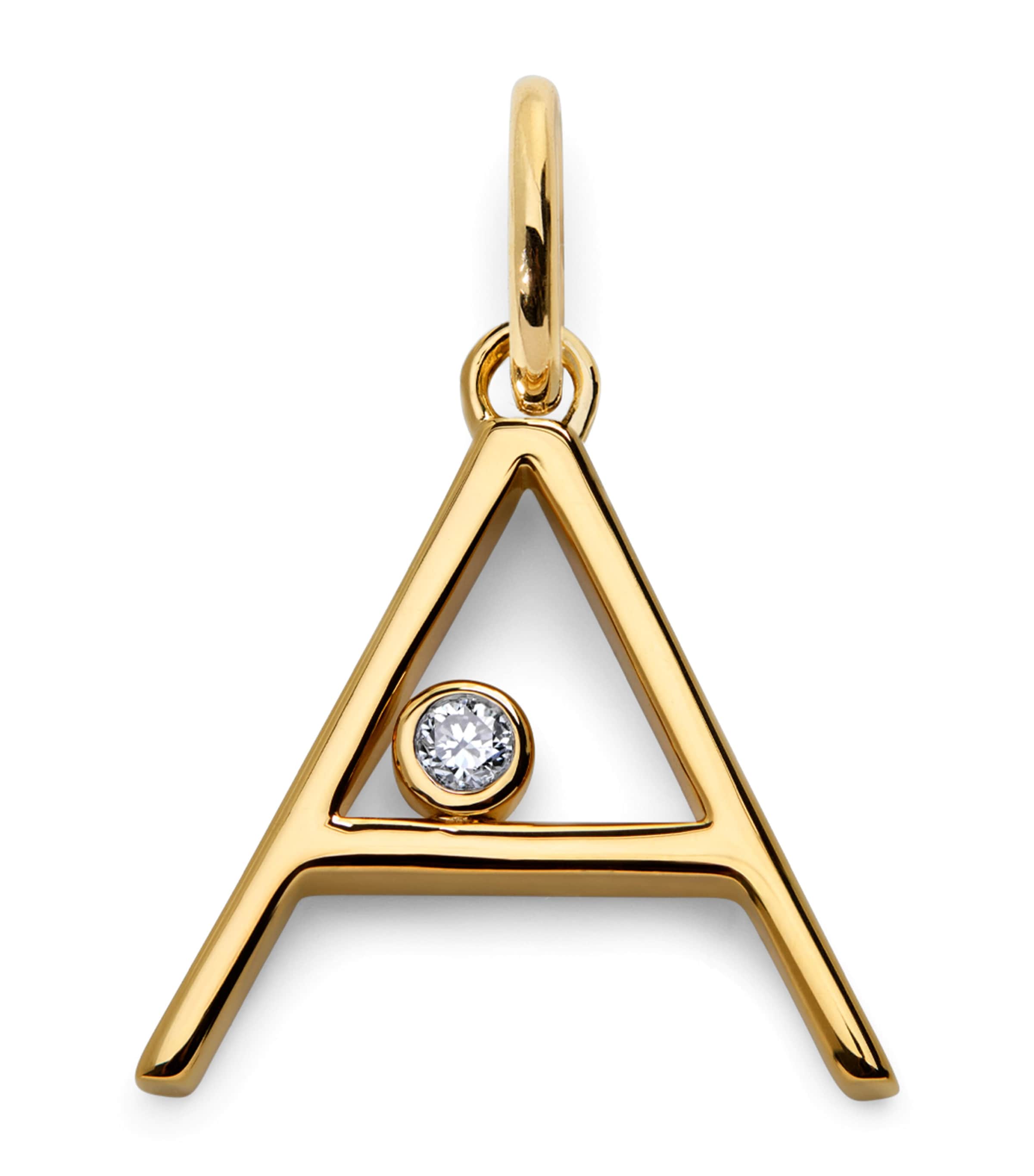 Monica Vinader Gold Vermeil and Diamond A Initial Pendant Gold/diamond